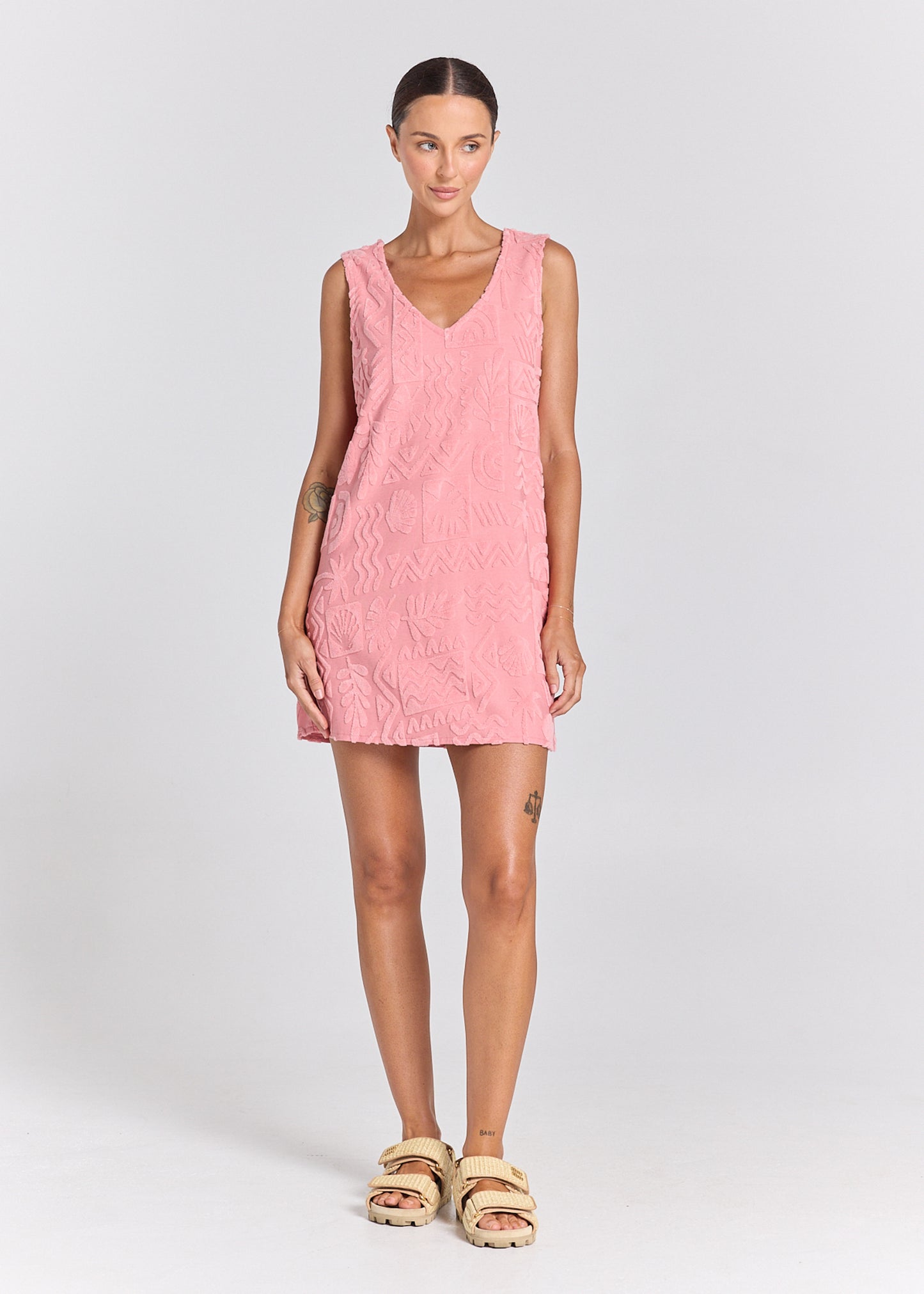 Mai Tai V Tunic Towelling Dress - Rose