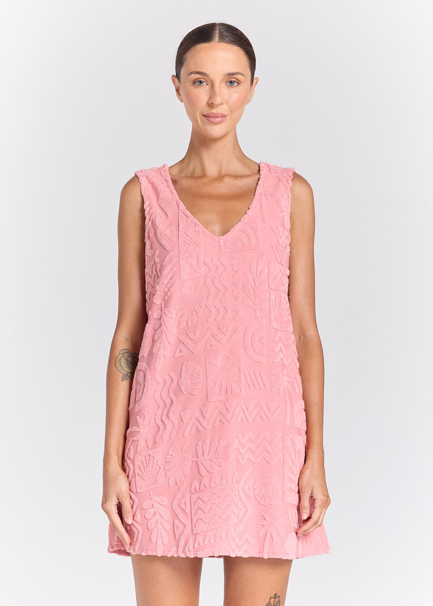 Mai Tai V Tunic Towelling Dress - Rose