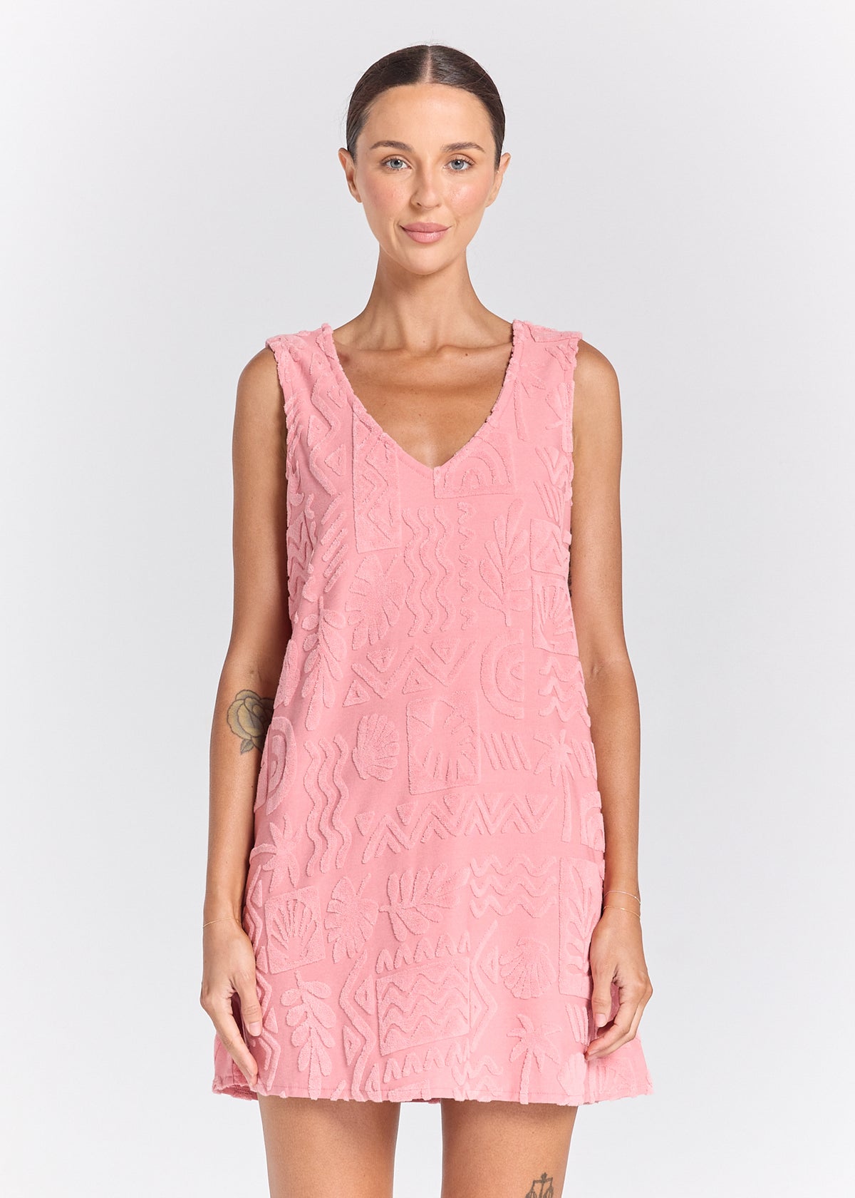 Mai Tai V Tunic Towelling Dress - Rose