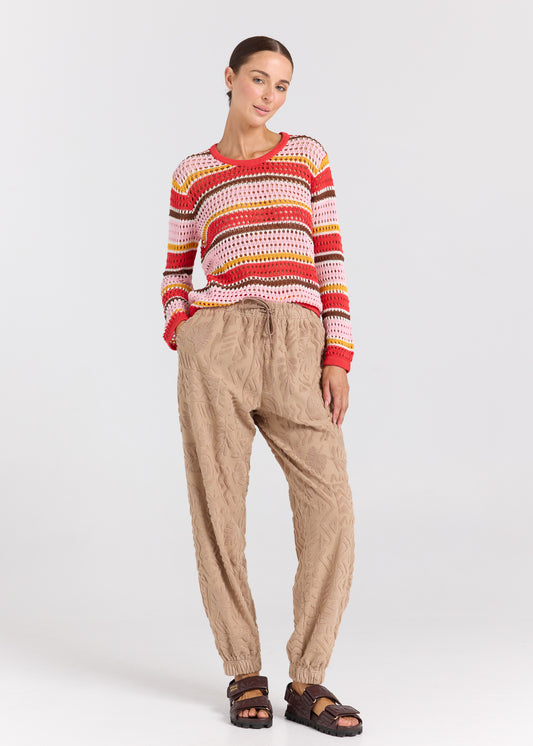 Mai Tai Towelling Trackpant  - Almond