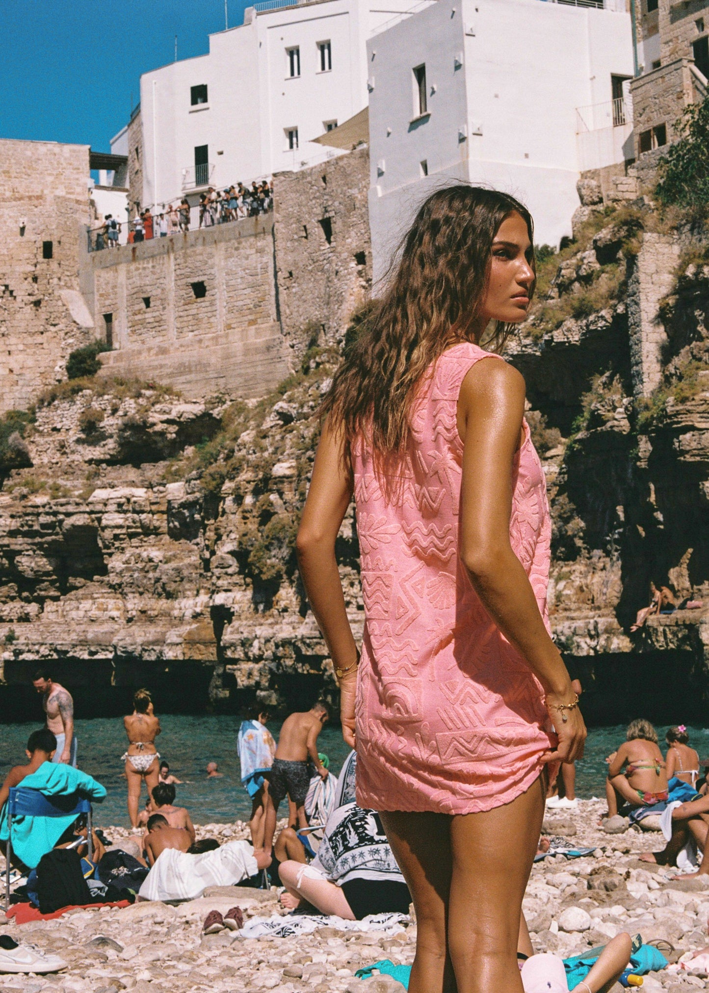 Mai Tai V Tunic Towelling Dress - Coral