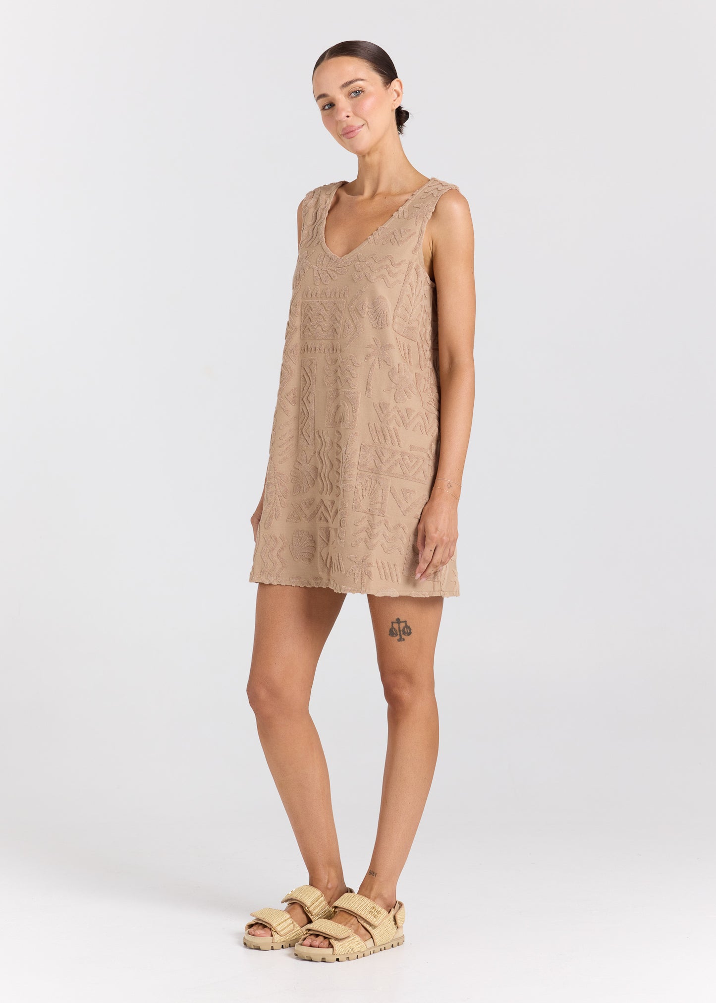 Mai Tai V Tunic Towelling Dress - Almond
