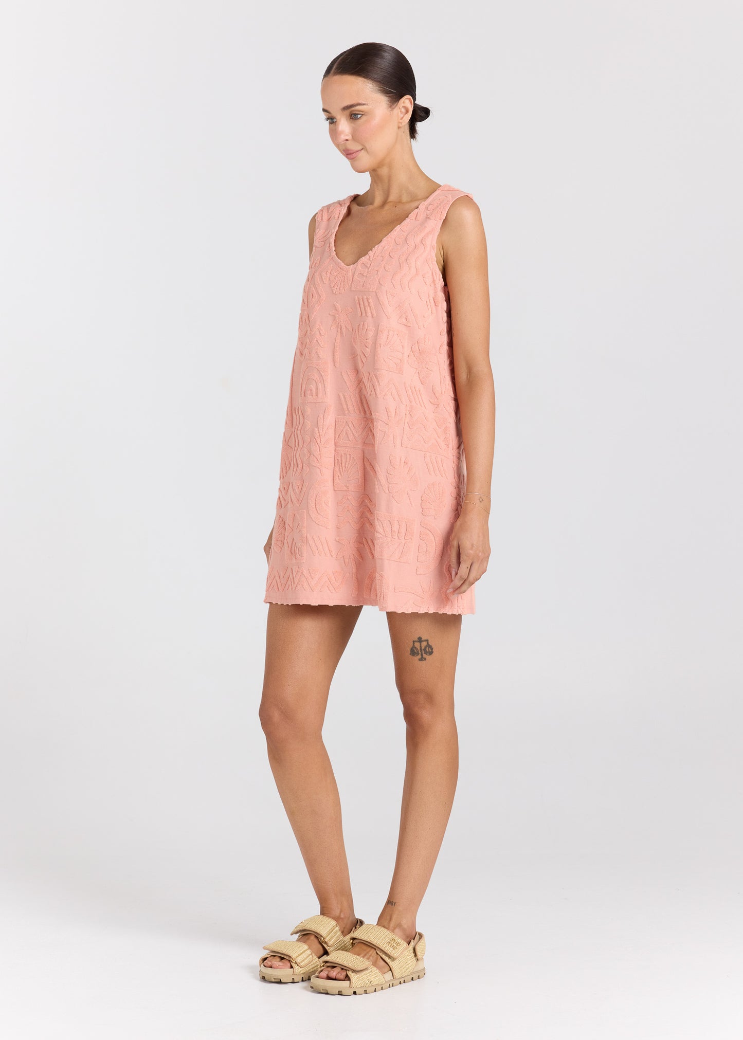 Mai Tai V Tunic Towelling Dress - Blush