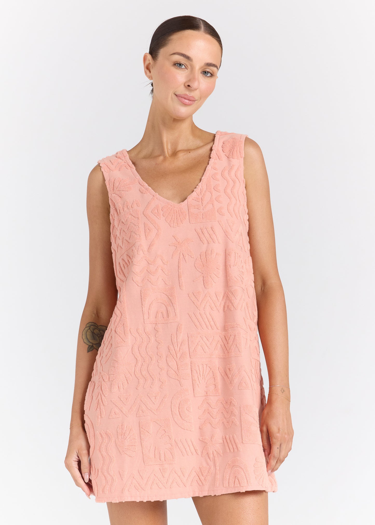 Mai Tai V Tunic Towelling Dress - Blush