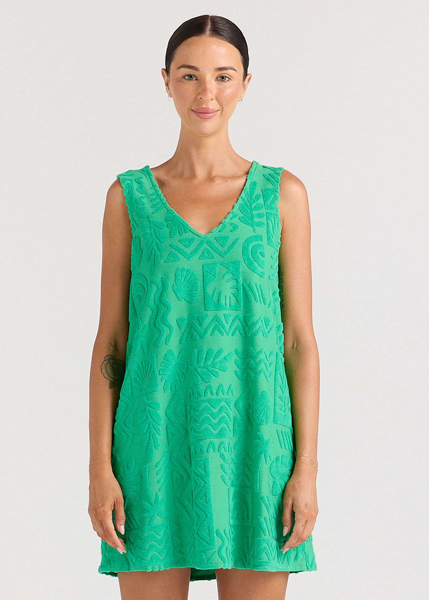 Mai Tai V Tunic Towelling Dress - Ivy