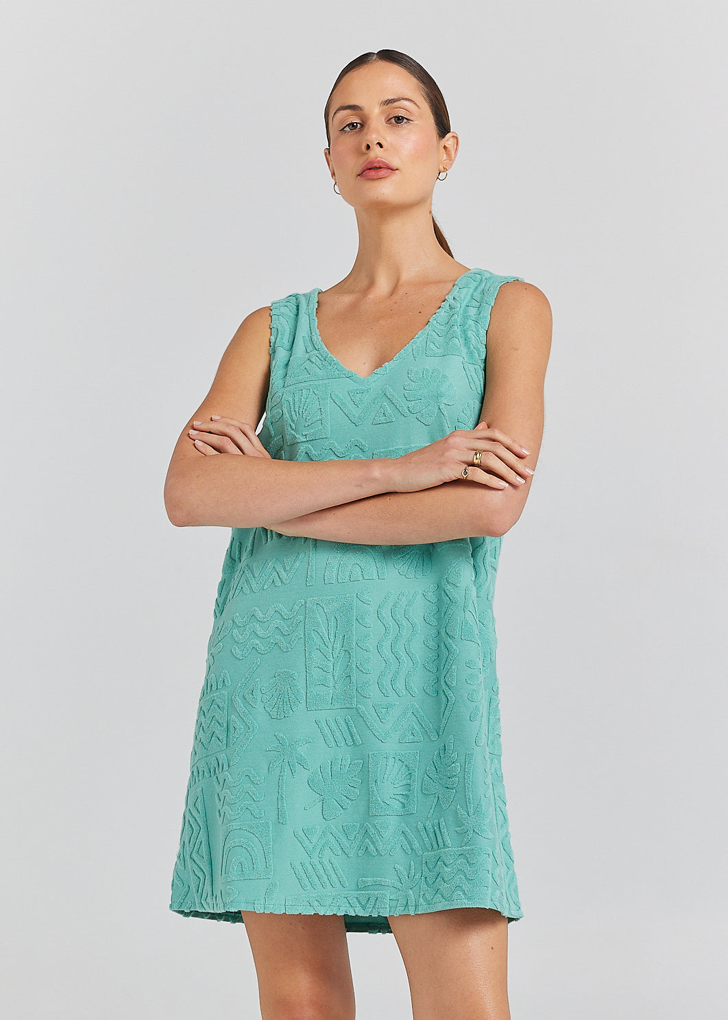 Mai Tai V Tunic Towelling Dress - Jade