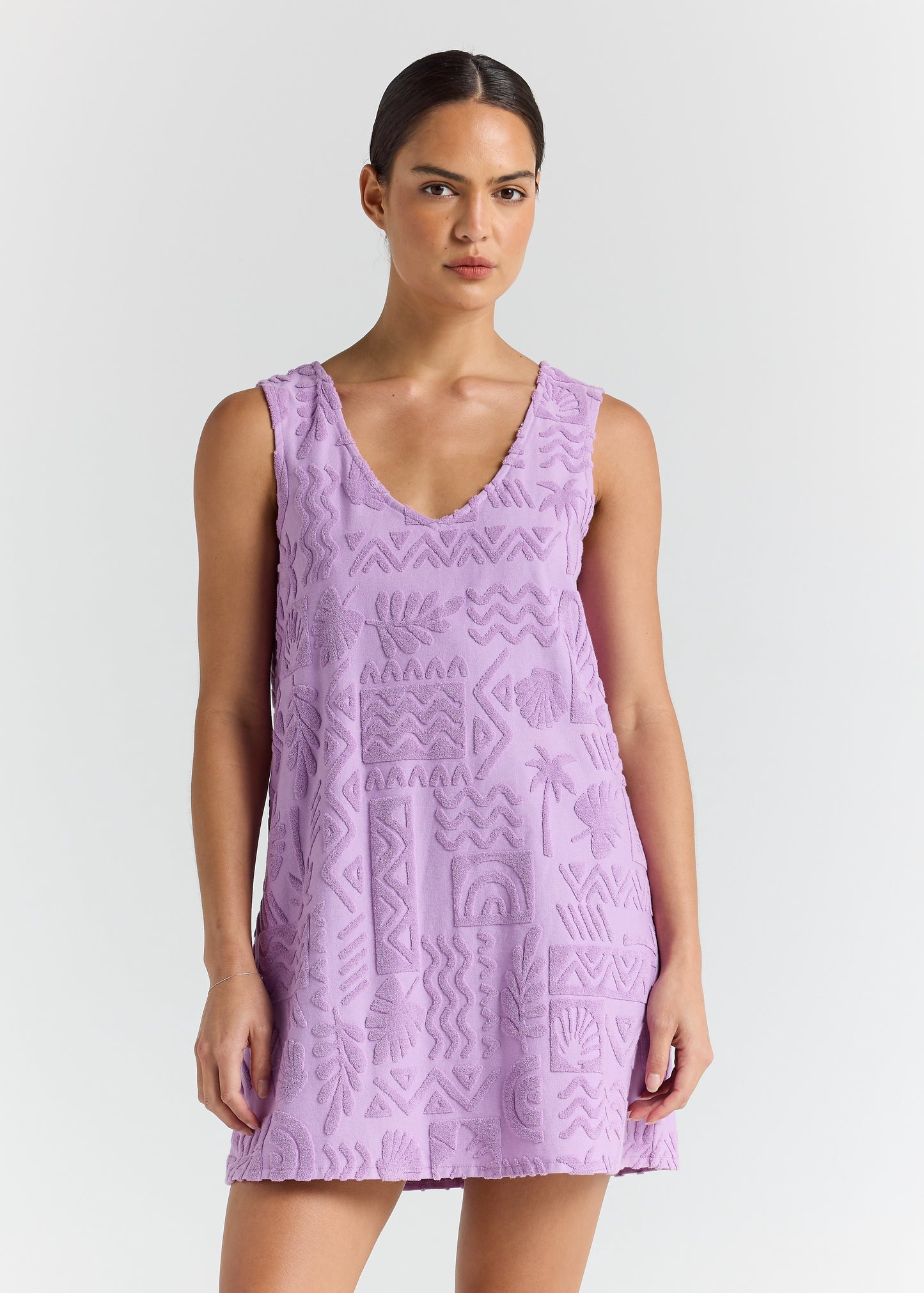 Mai Tai V Tunic Towelling Dress - Lilac