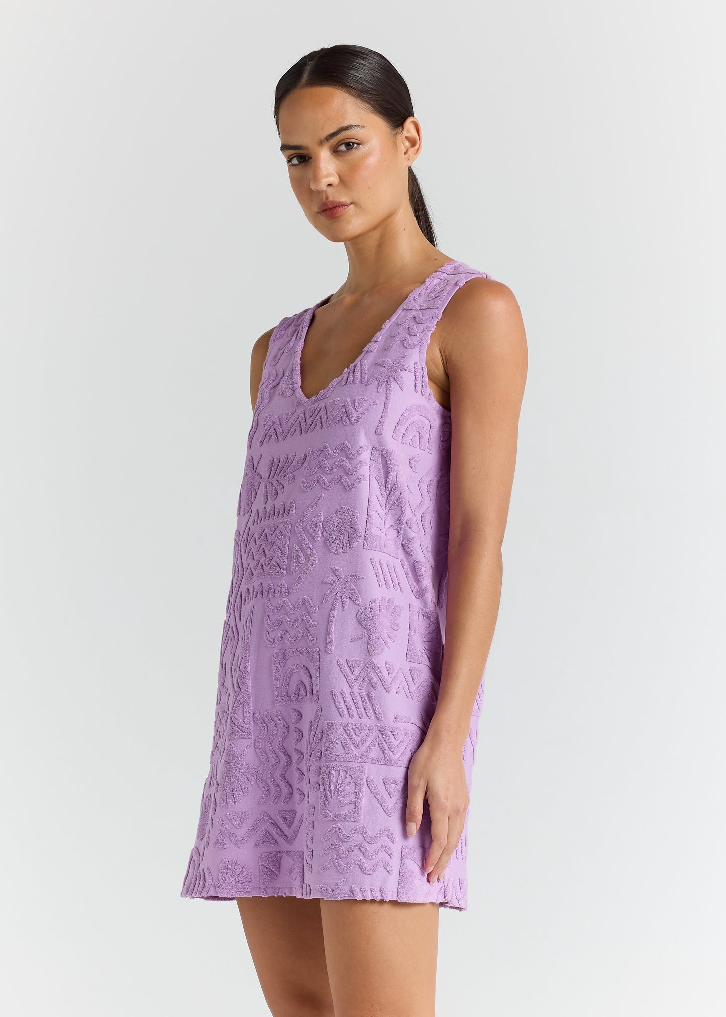 Mai Tai V Tunic Towelling Dress - Lilac