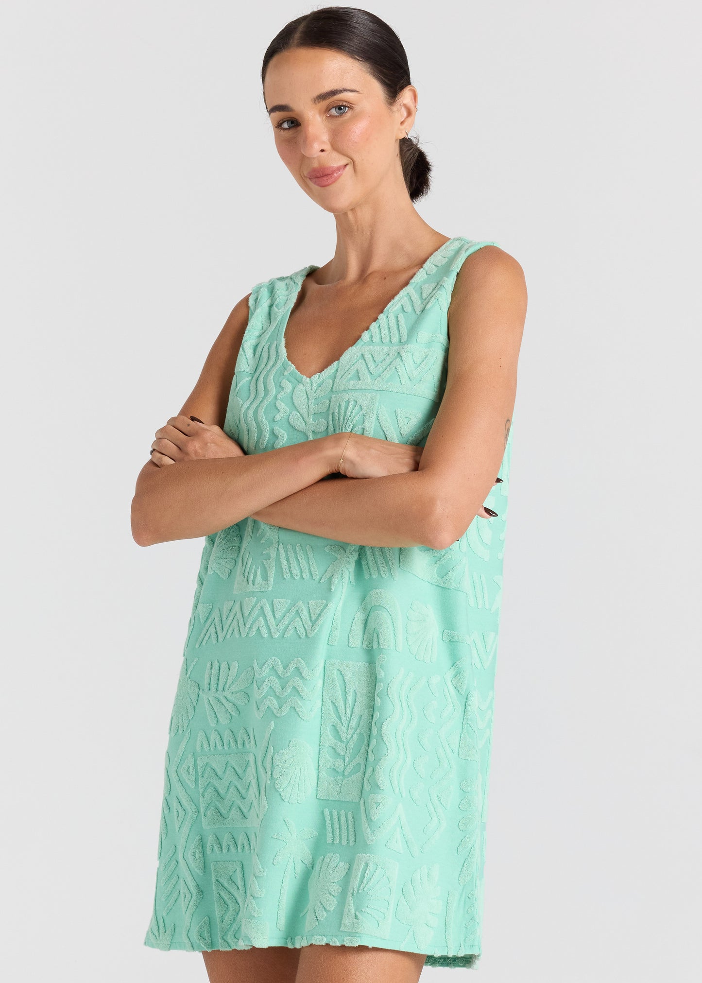 Mai Tai V Tunic Towelling Dress - Mint