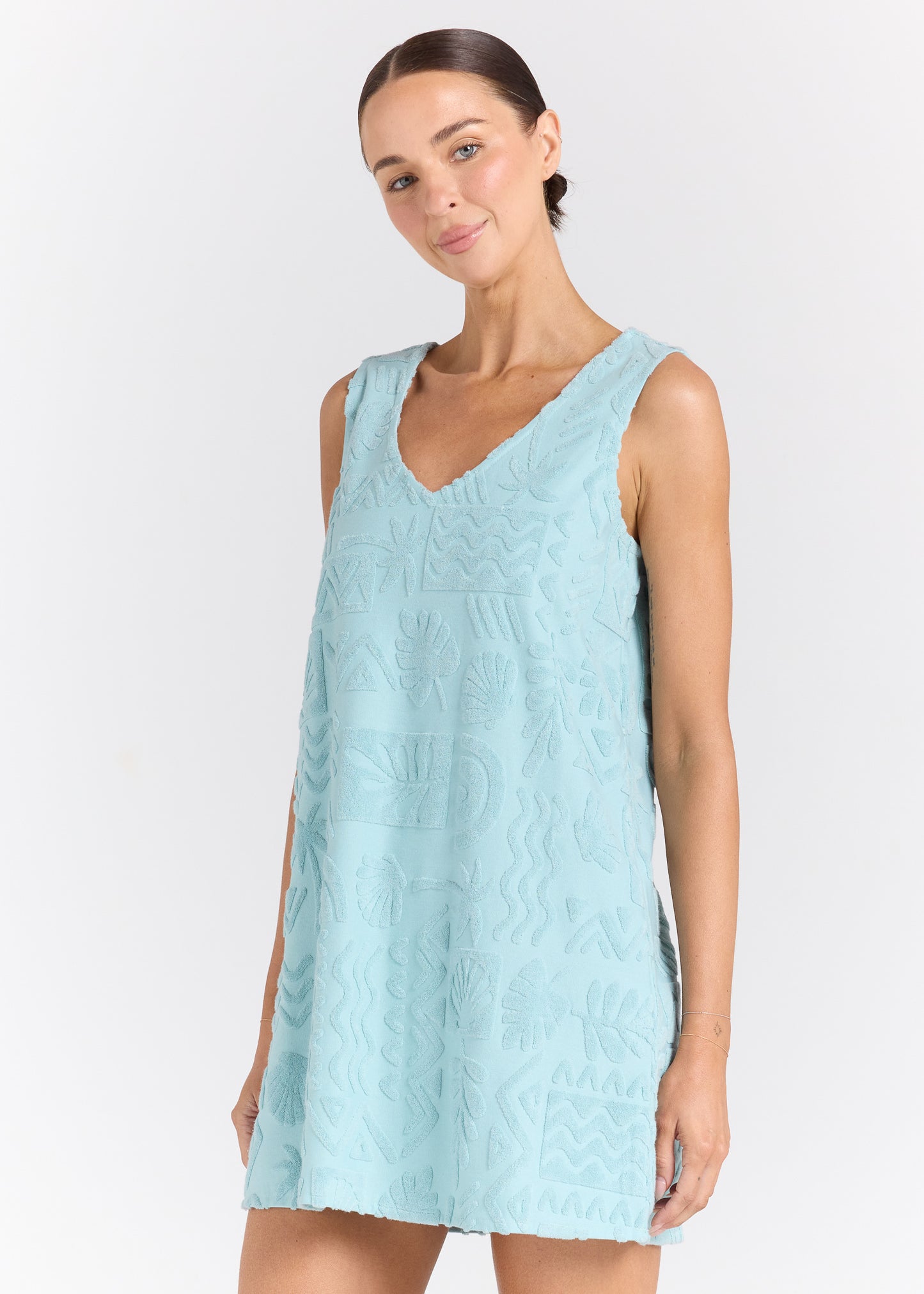 Mai Tai V Tunic Towelling Dress - Seaspray
