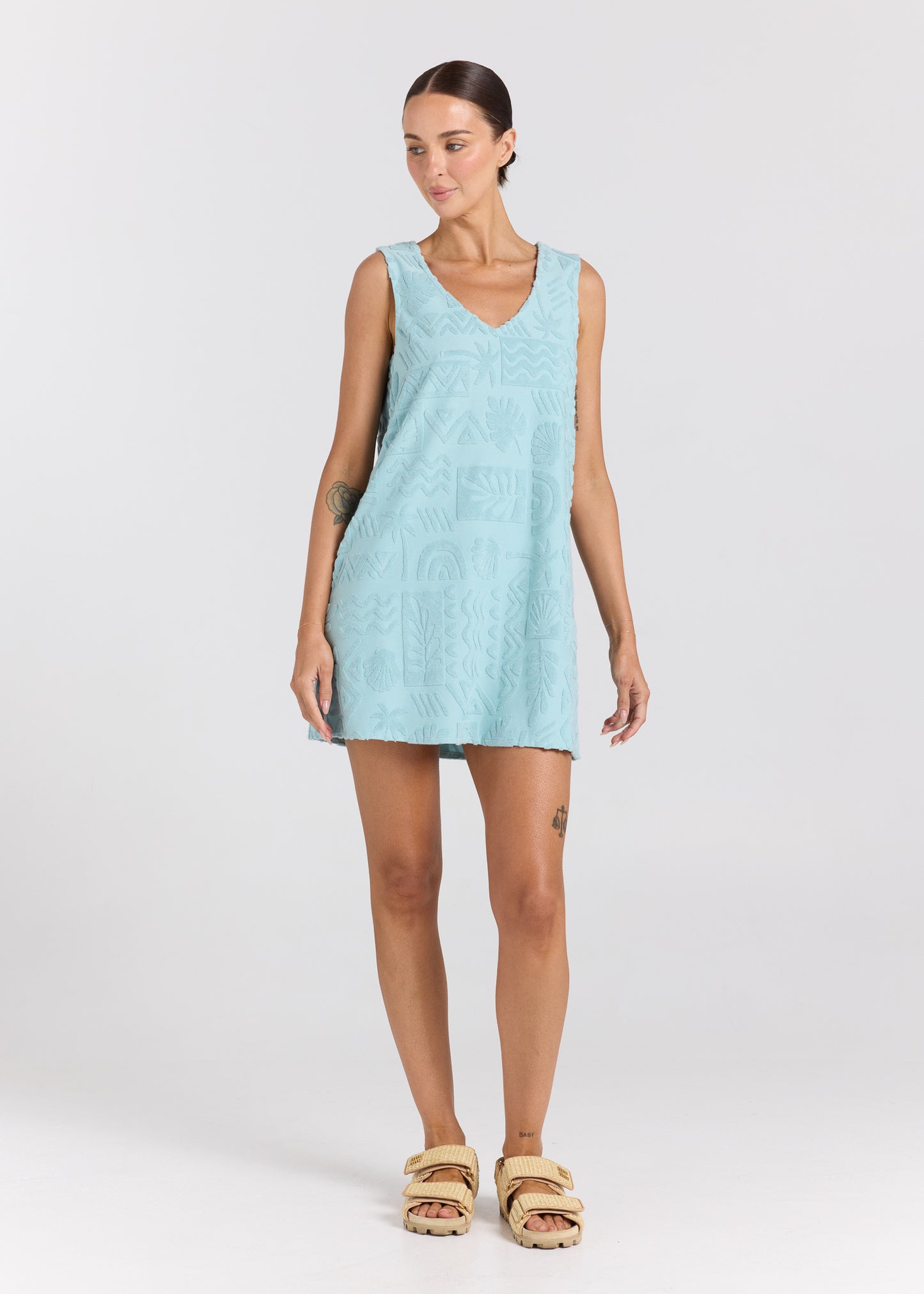 Mai Tai V Tunic Towelling Dress - Seaspray