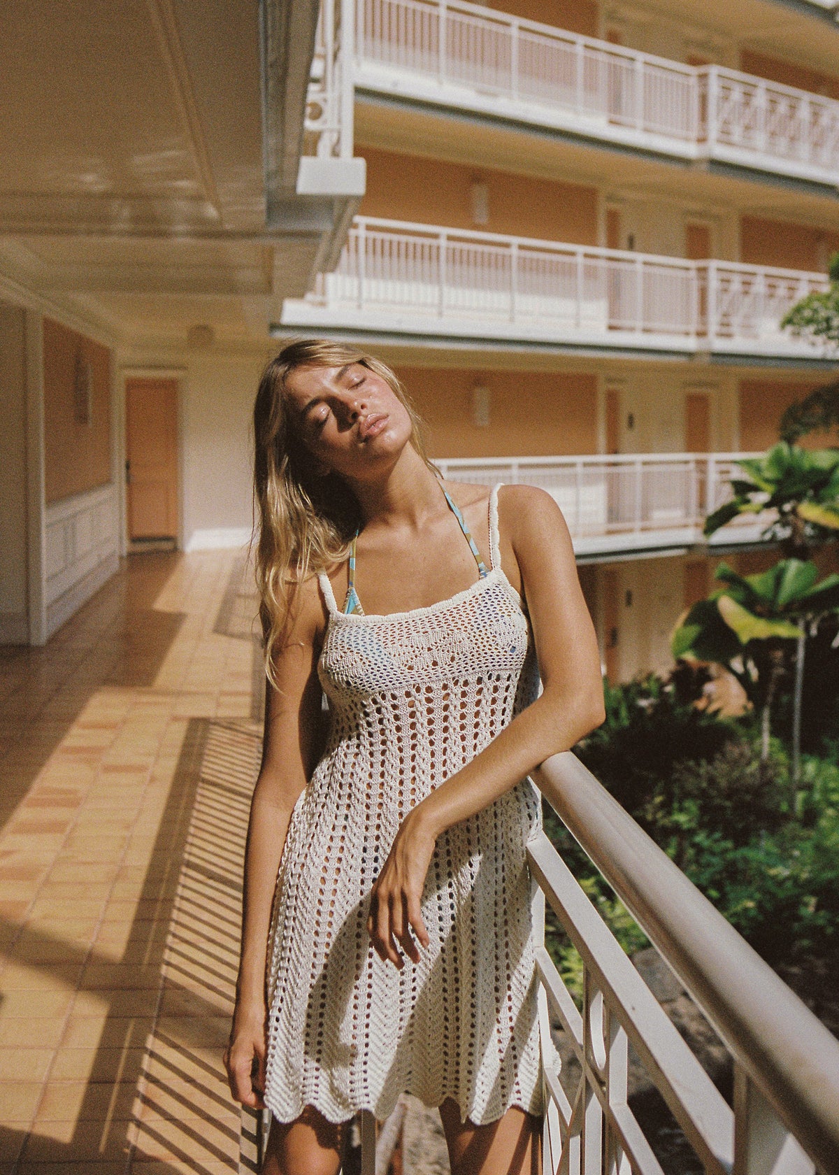 Maya Crochet Knit Singlet Dress - Vanilla