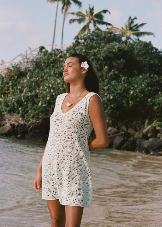 Messina V Crochet Knit Dress - Jewel