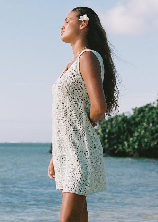 Messina V Crochet Knit Dress - Jewel