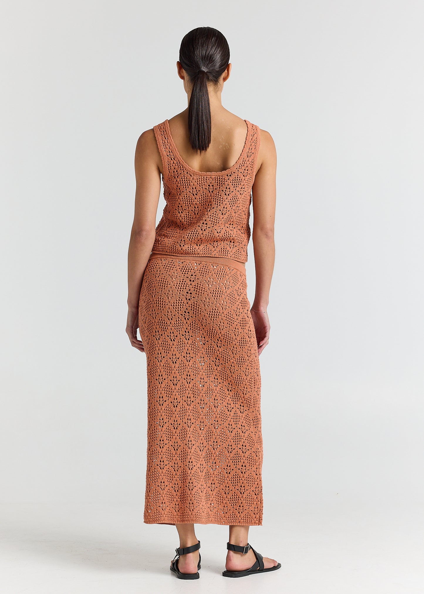 Messina Crochet Knit Maxi Skirt - Amber