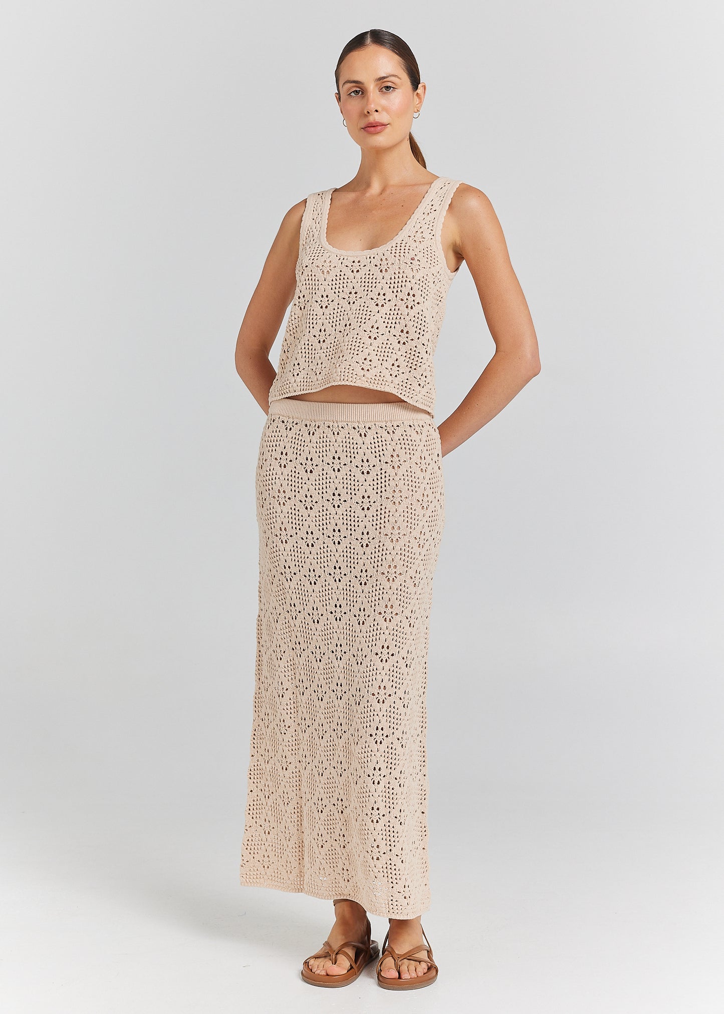 Messina Knit Maxi Skirt - Sand