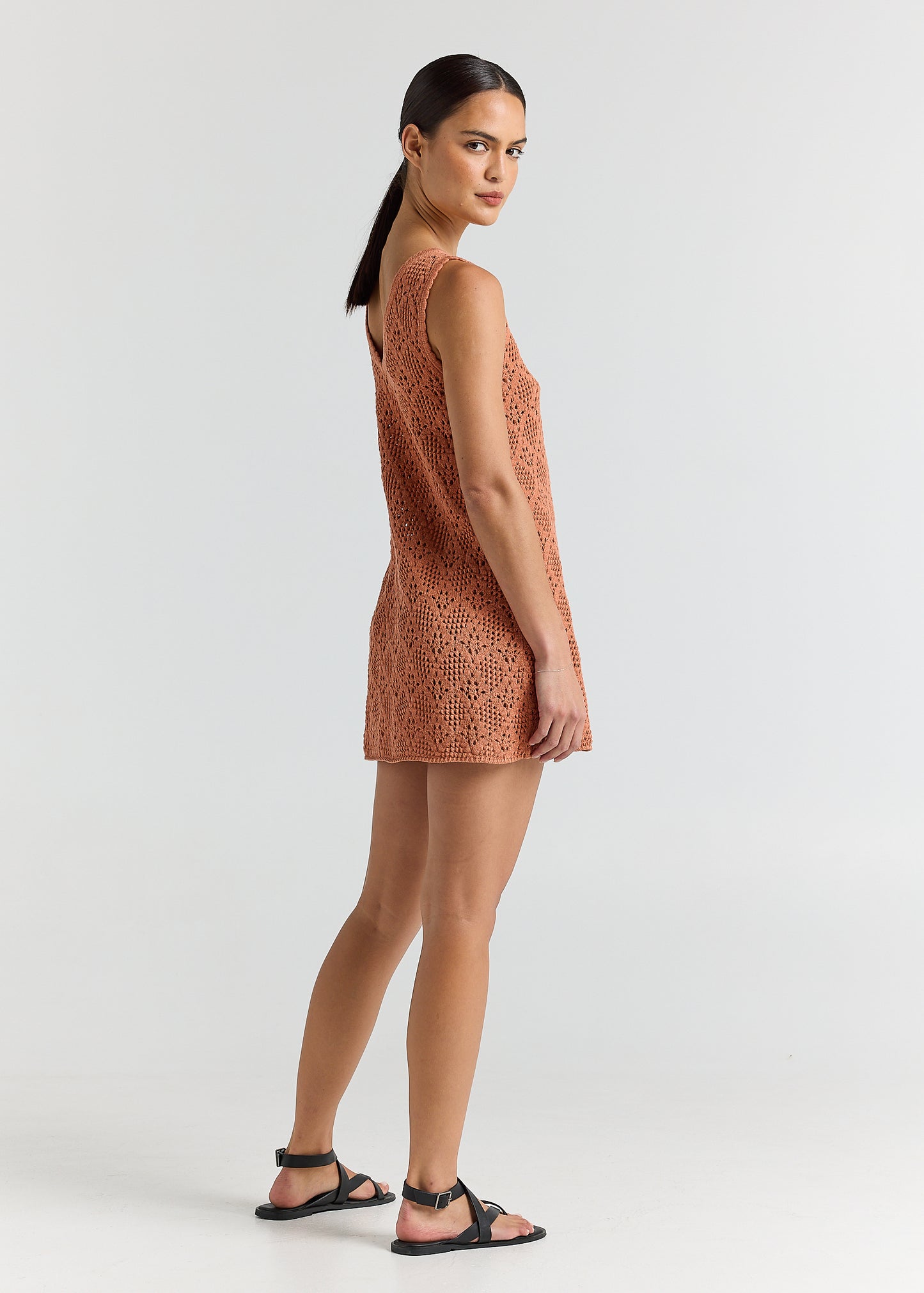 Messina V Crochet Knit Dress - Amber