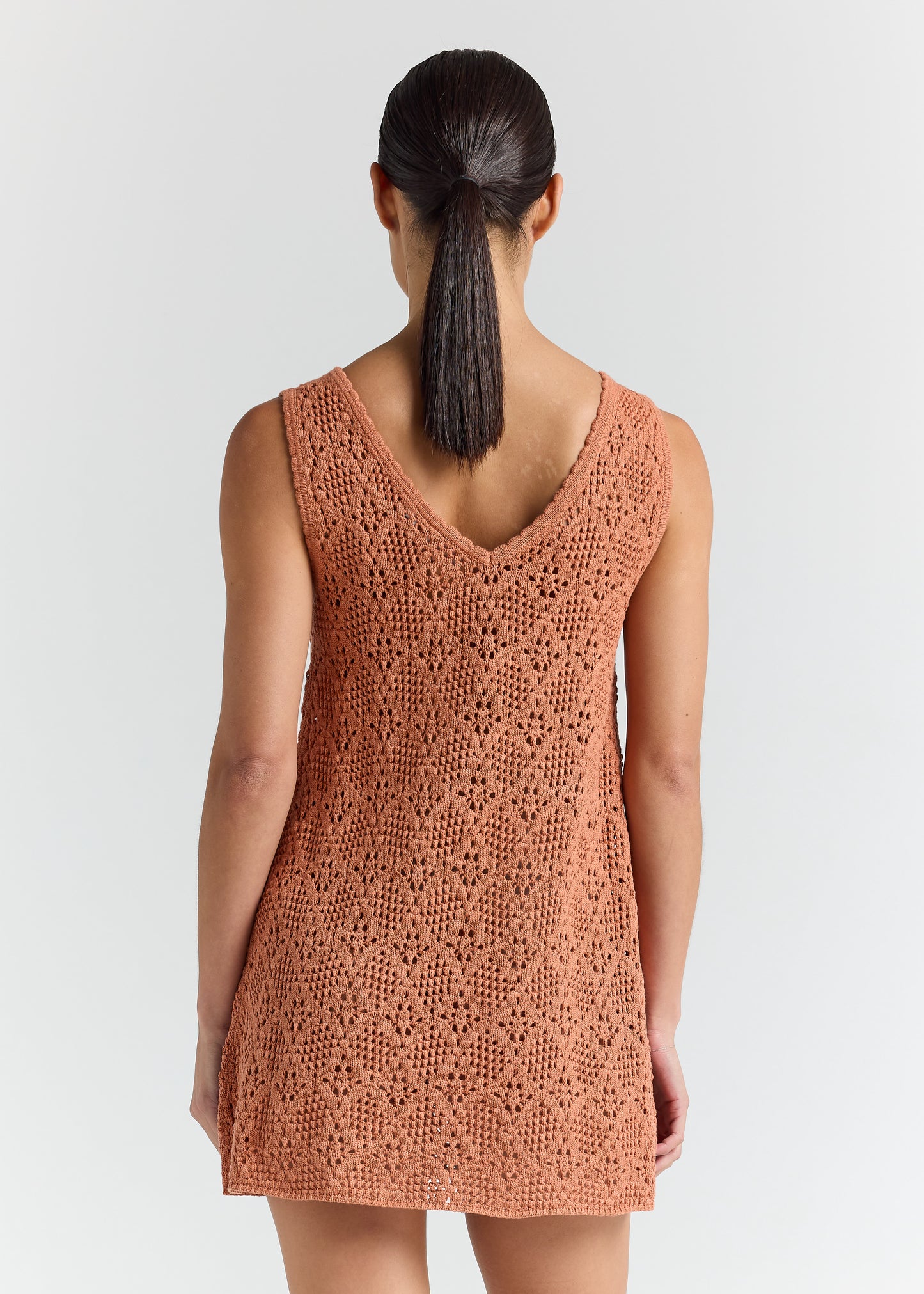 Messina V Crochet Knit Dress - Amber