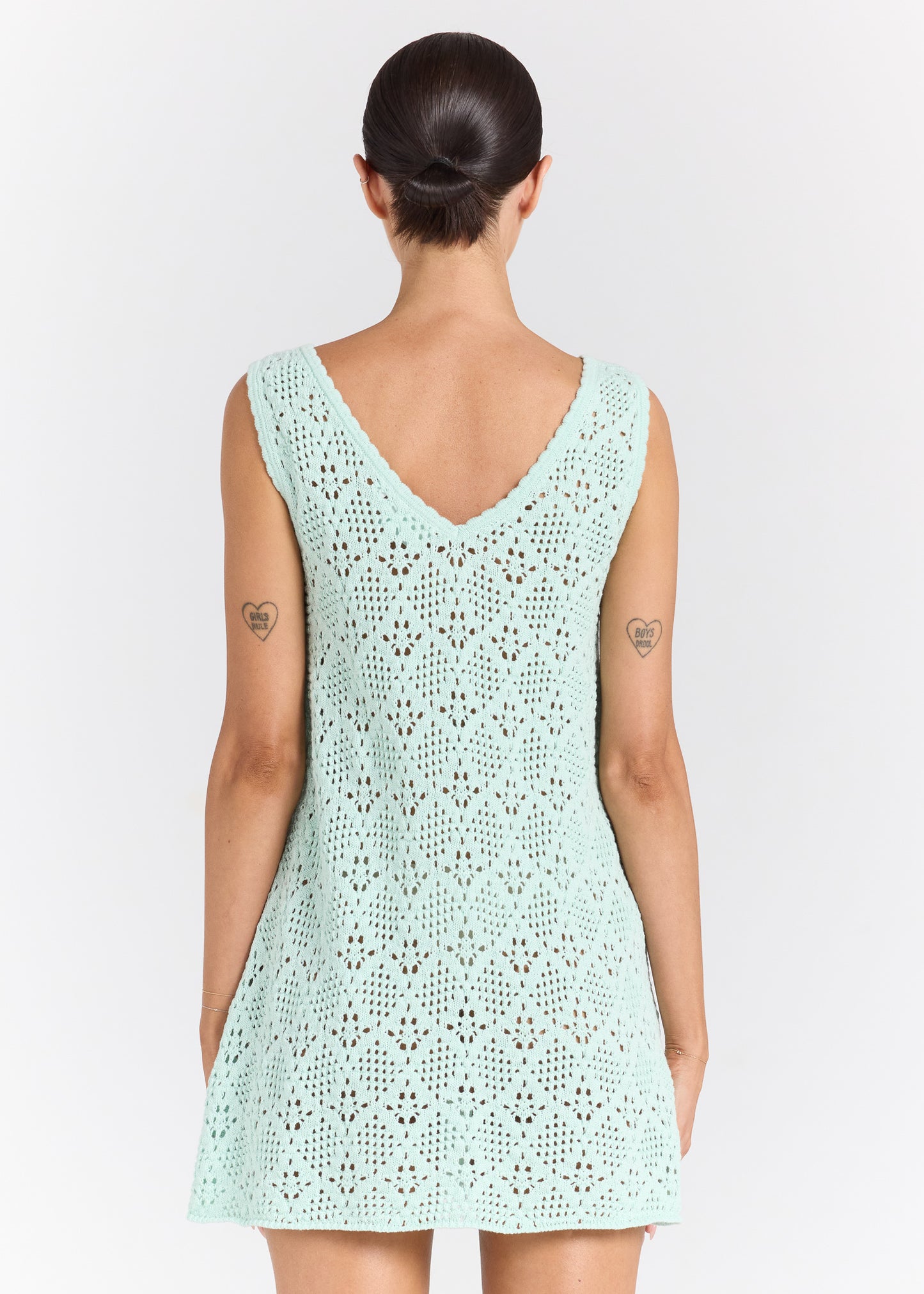 Messina V Crochet Knit Dress - Jewel