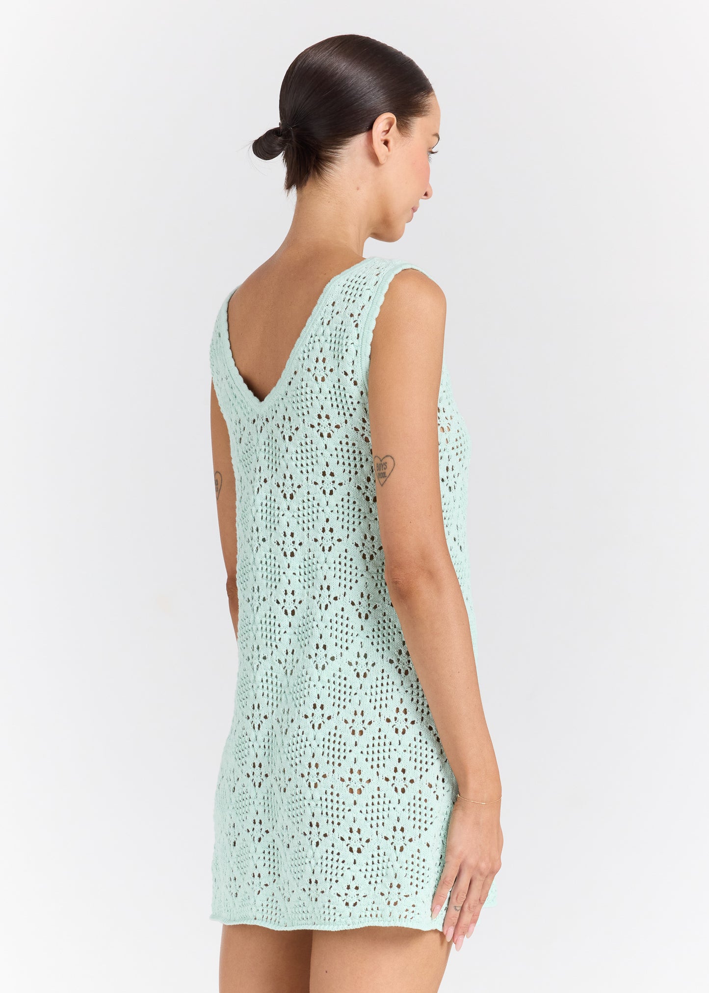 Messina V Crochet Knit Dress - Jewel