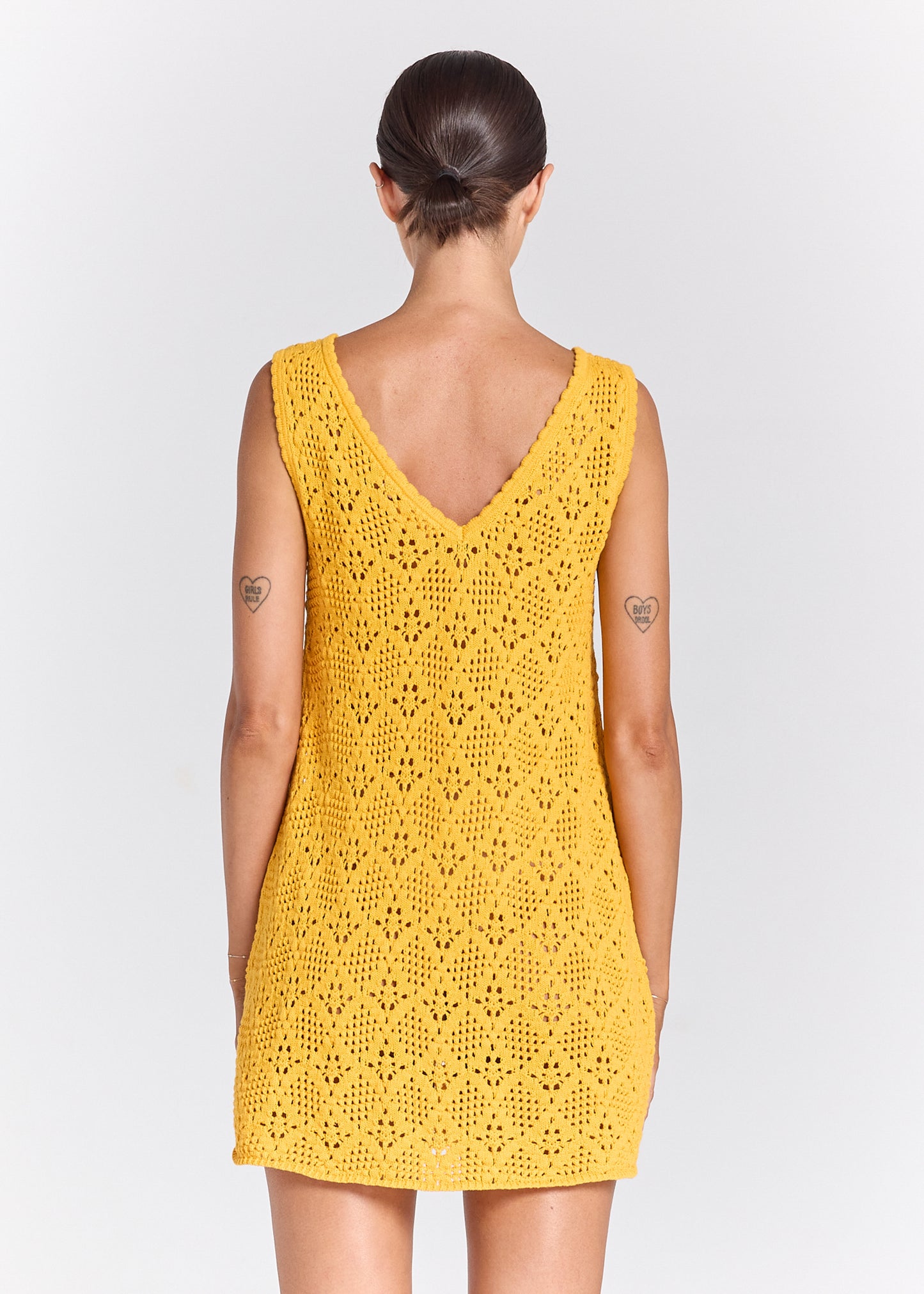 Messina V Crochet Knit Dress - Marigold