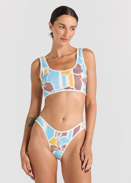 Northshore Scoop Crop Bikini Top - Hibiscus
