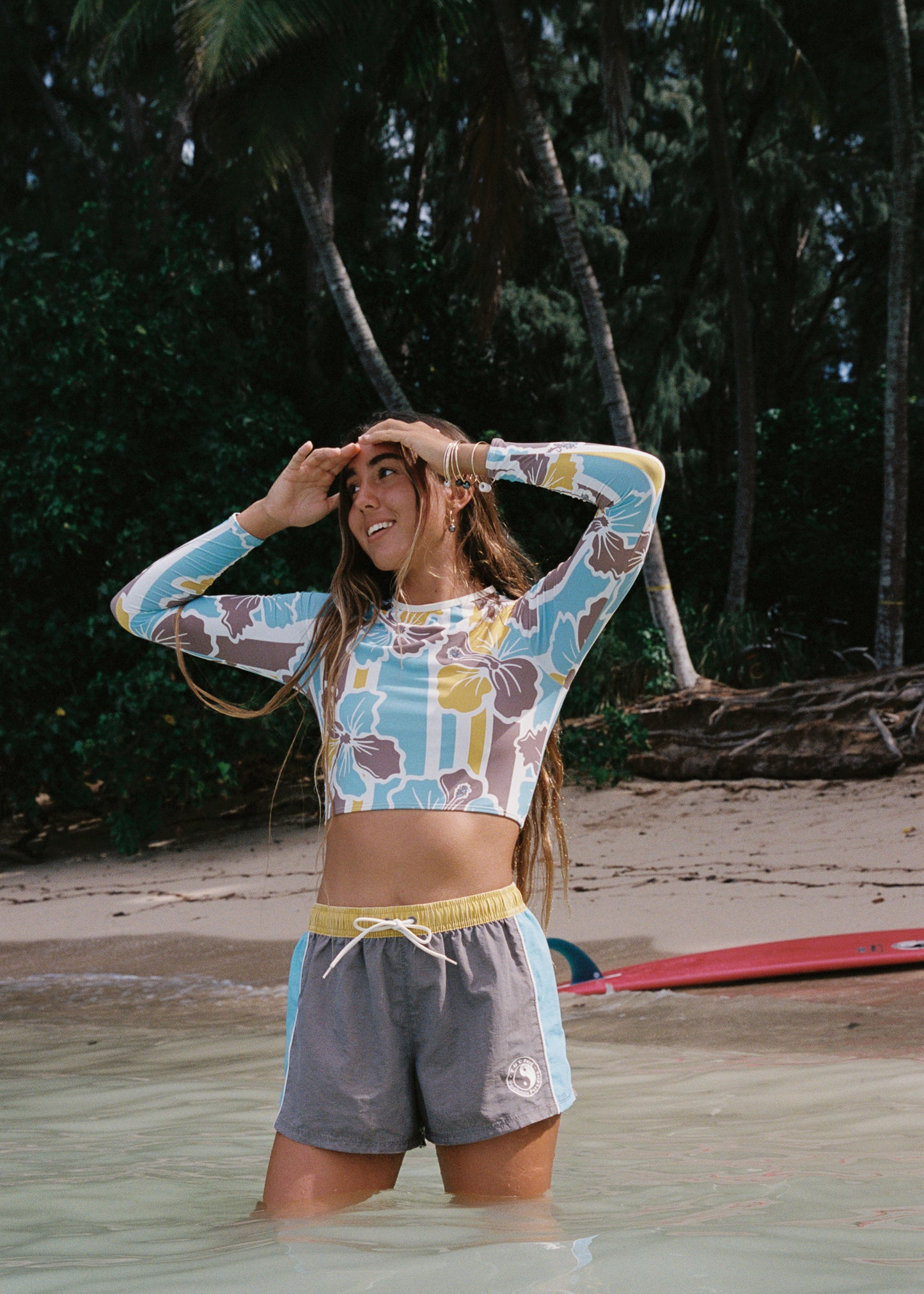 Northshore Long Sleeve Surf Top - Hibiscus
