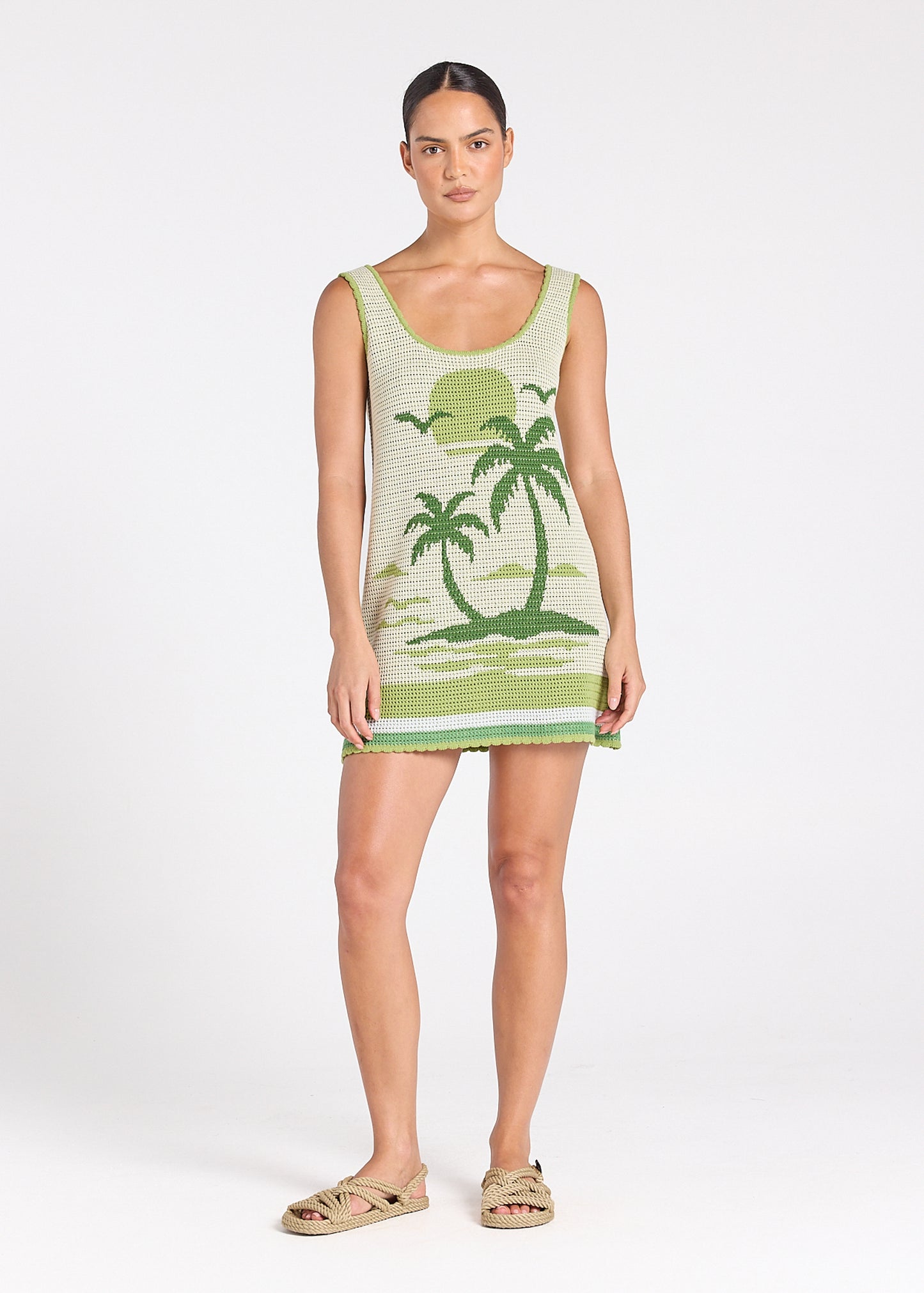 Palm Beach U Crochet Knit Dress - Palm