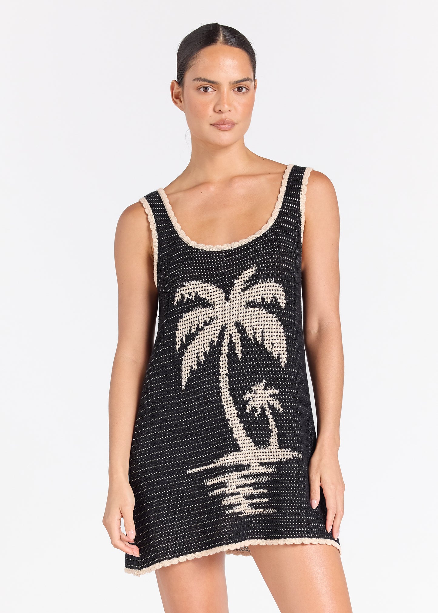 Palm Beach U Crochet Knit Dress - Black Sand