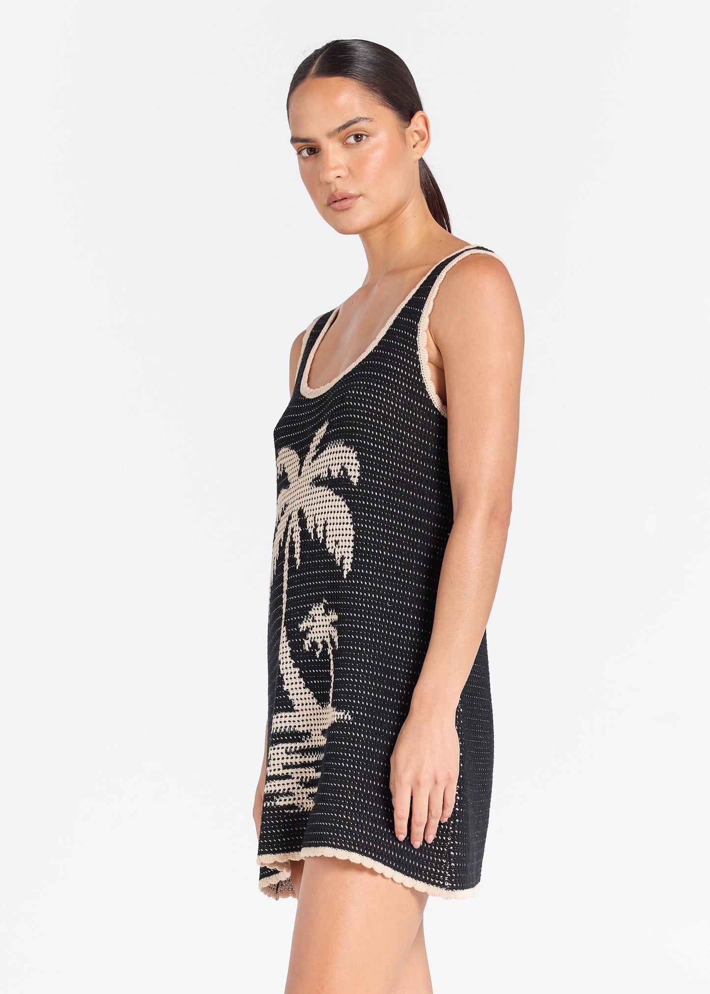 Palm Beach U Crochet Knit Dress - Black Sand