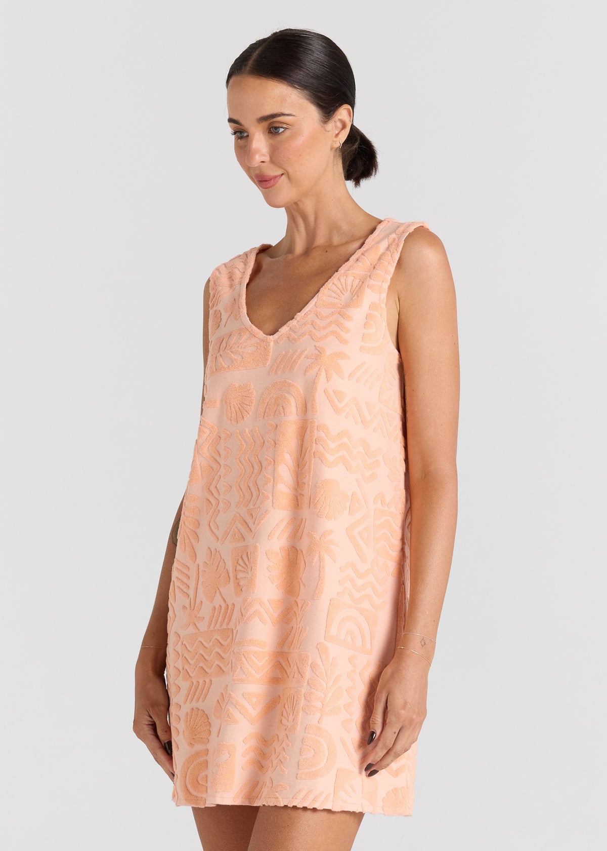 Mai Tai V Tunic Towelling Dress - Peach