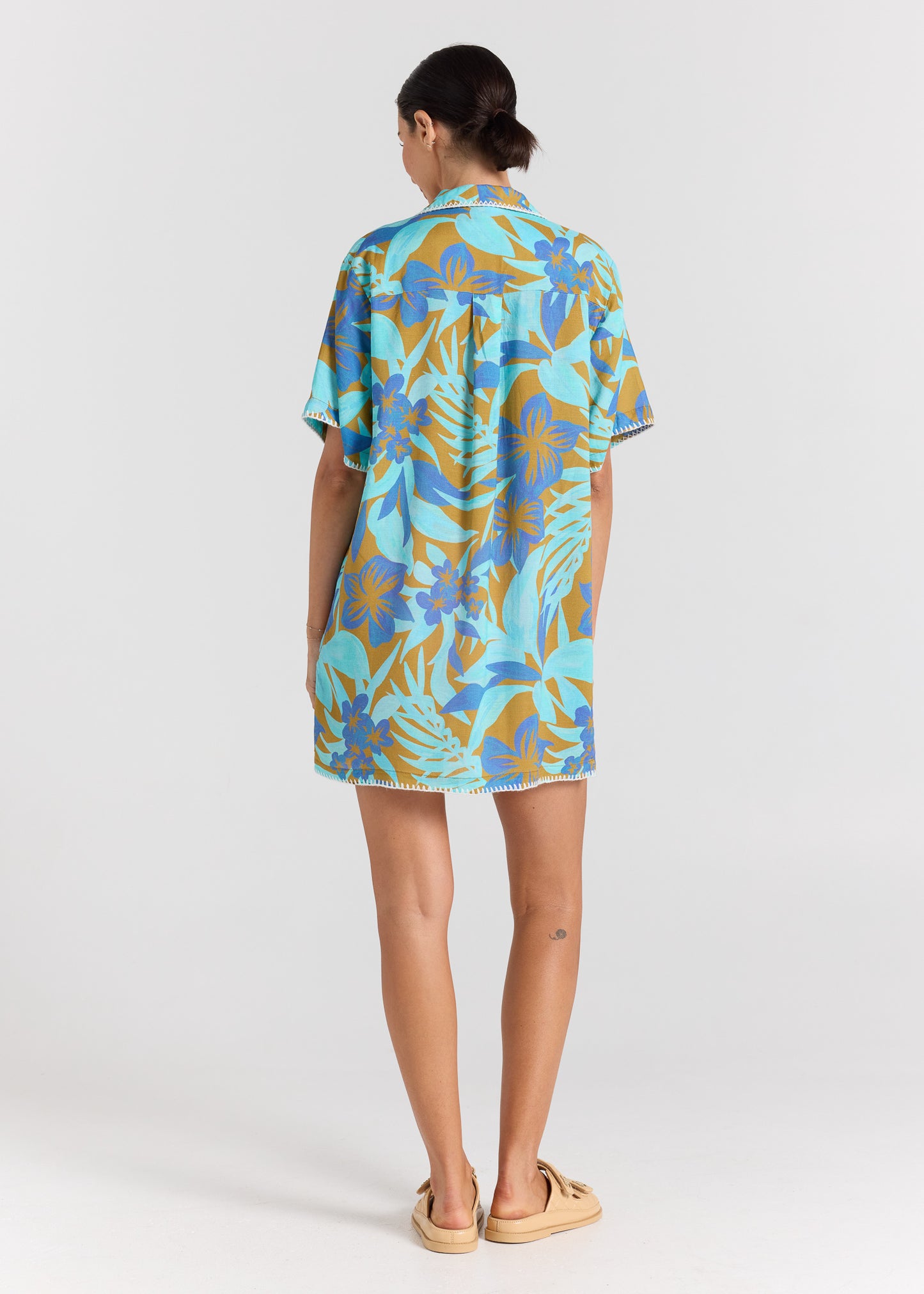 Kealani 100% Linen Shirt Dress - Caribou