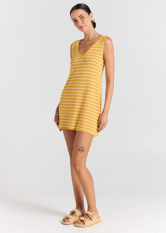 Surfside V Knit Dress - Sunshine