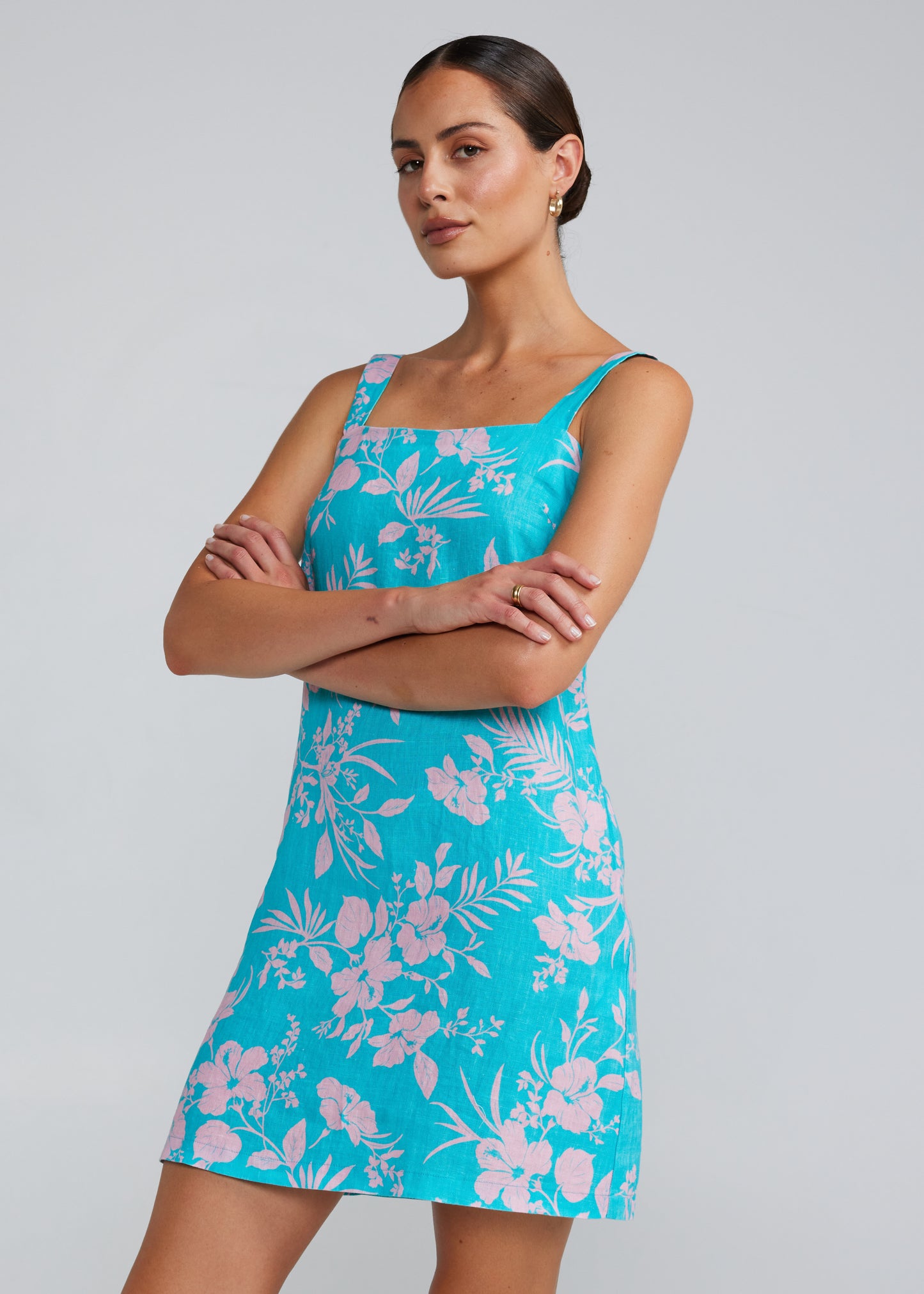 Aloha Slip Shift Dress - Aqua