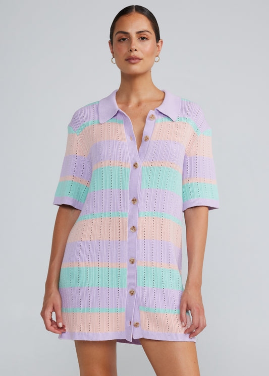 Sunlounger Knit Shirt Dress- Mauve