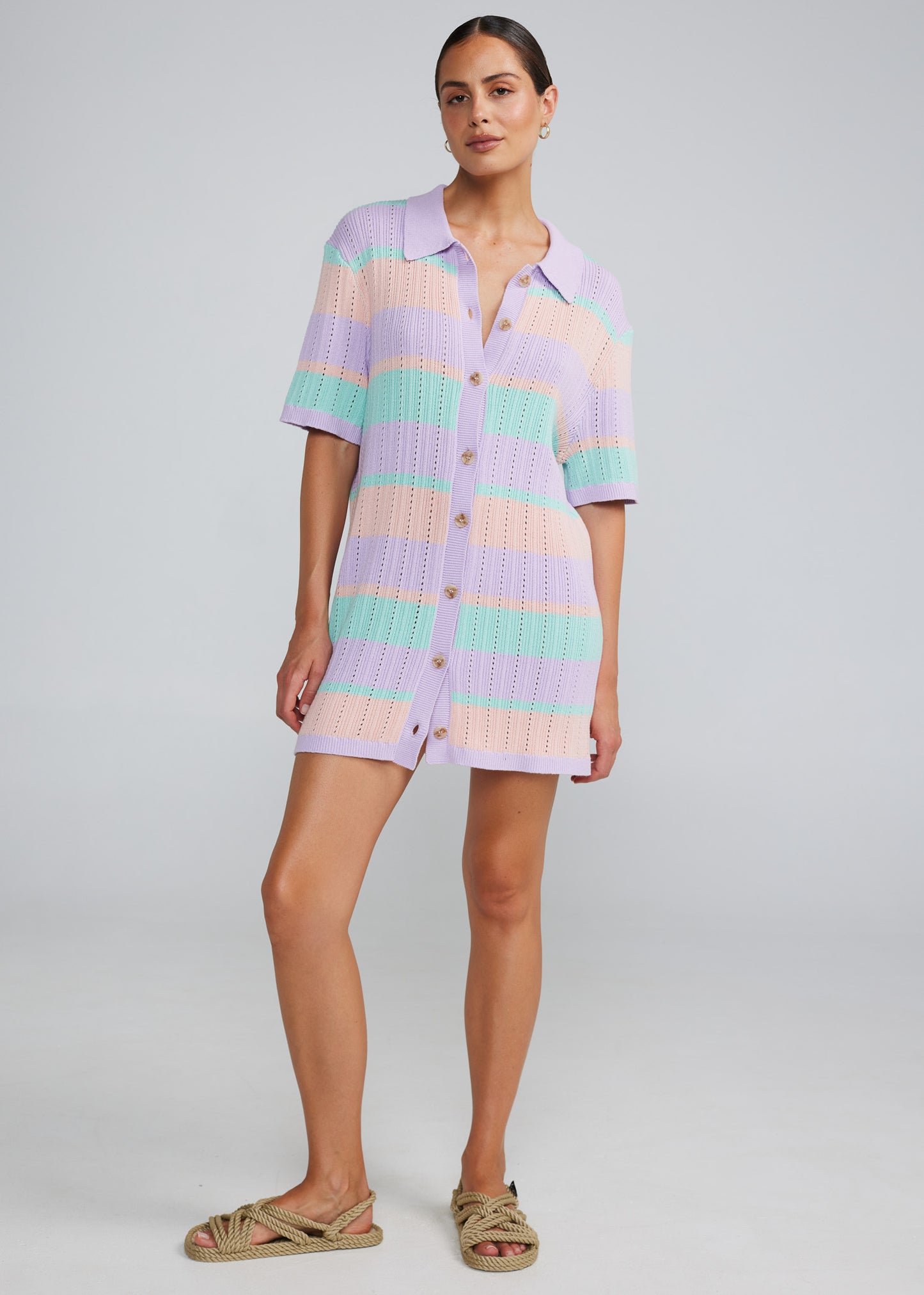 Sunlounger Knit Shirt Dress- Mauve