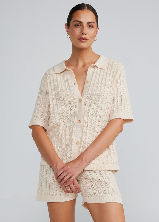 Oasis Knit Shirt - Seashell