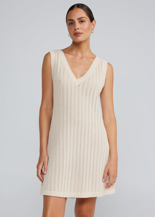 Oasis V Knit Dress - Seashell