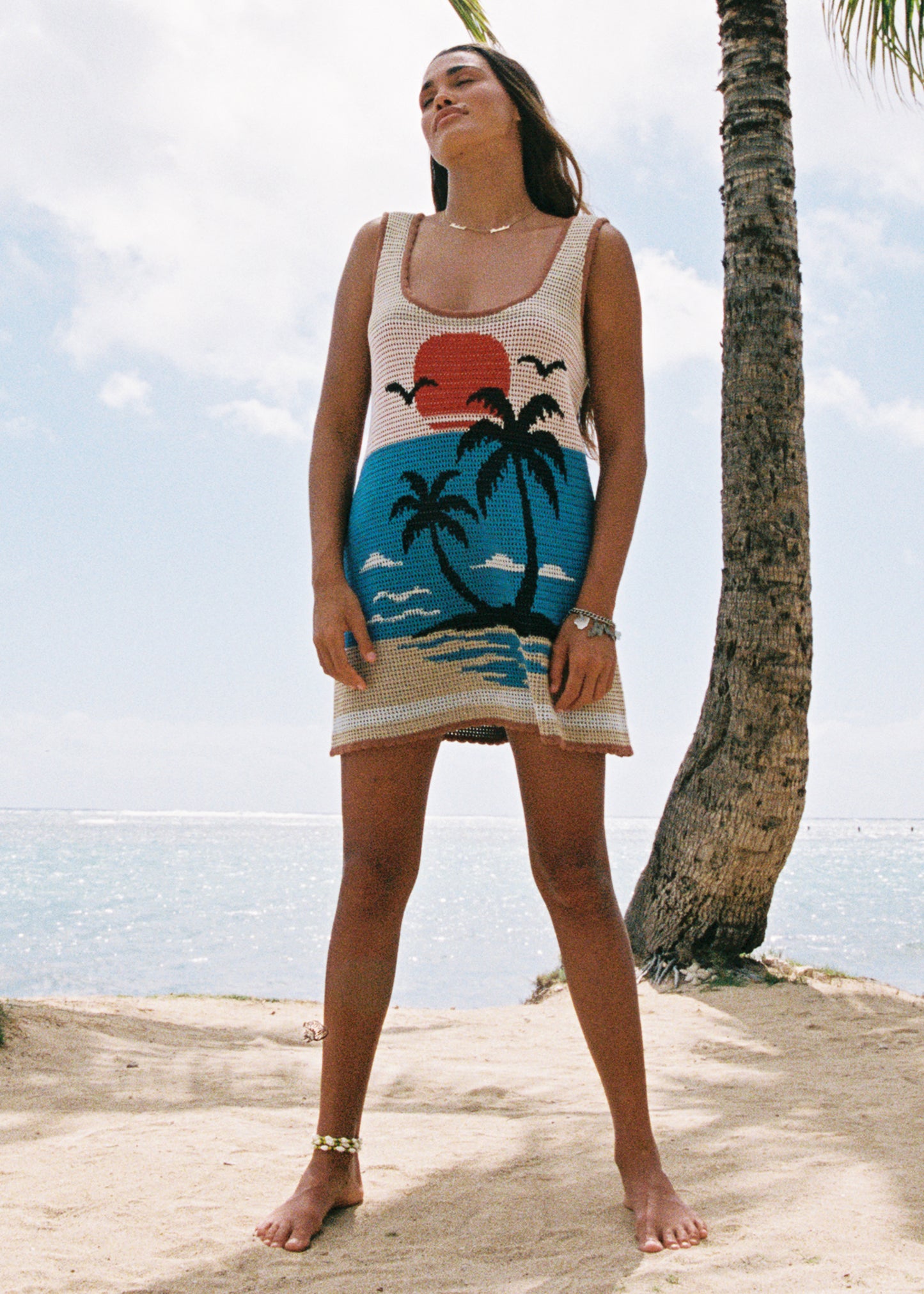 Palm Beach U Crochet Knit Dress - Sunset