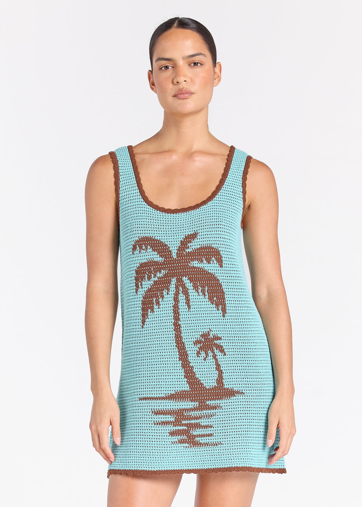Palm Beach U Crochet Knit Dress - Blue Hawaii