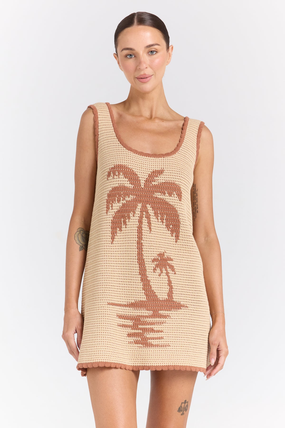 Palm Beach U Crochet Knit Dress - Sand