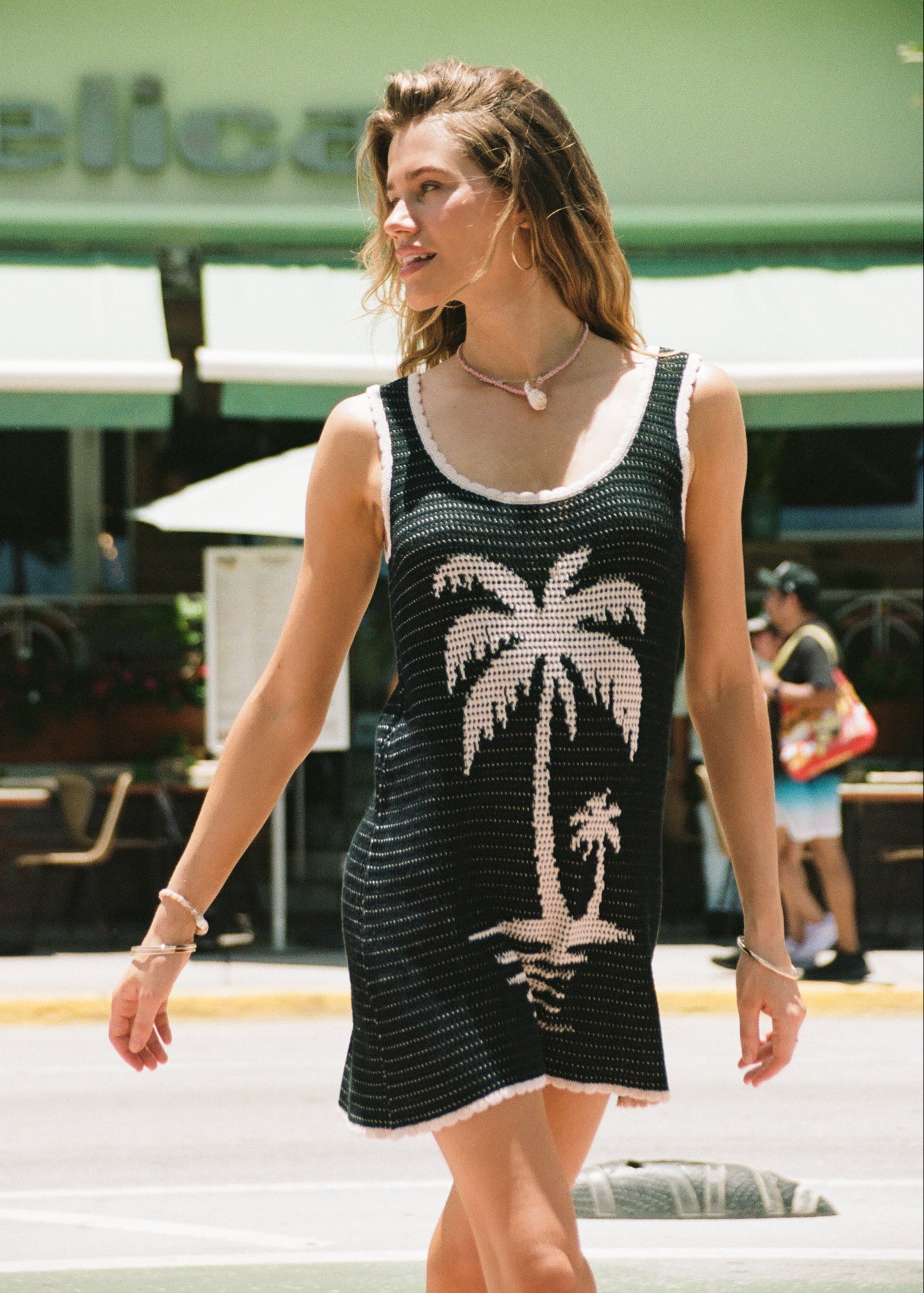 Palm Beach U Crochet Knit Dress - Black Sand