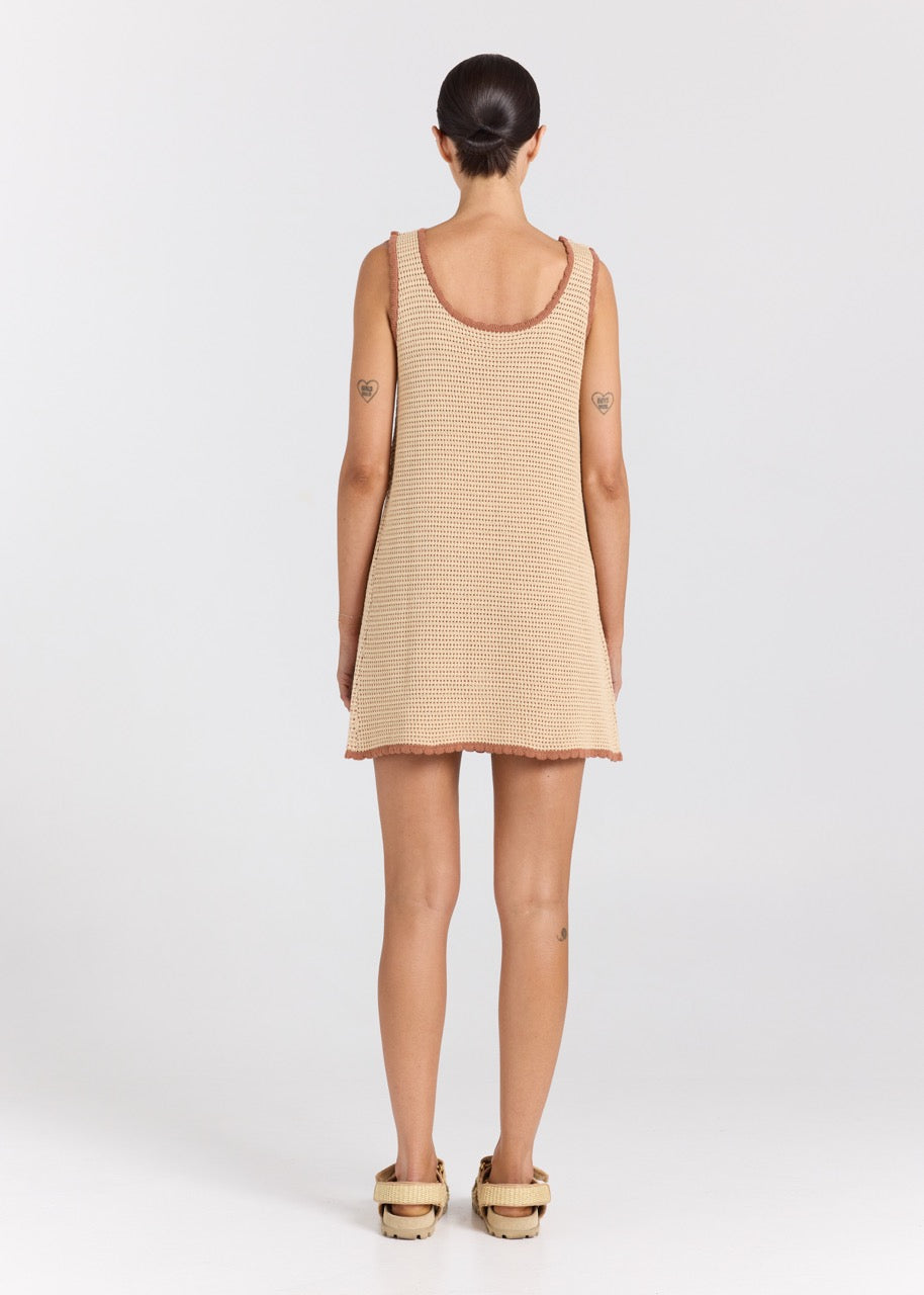 Palm Beach U Crochet Knit Dress - Sand