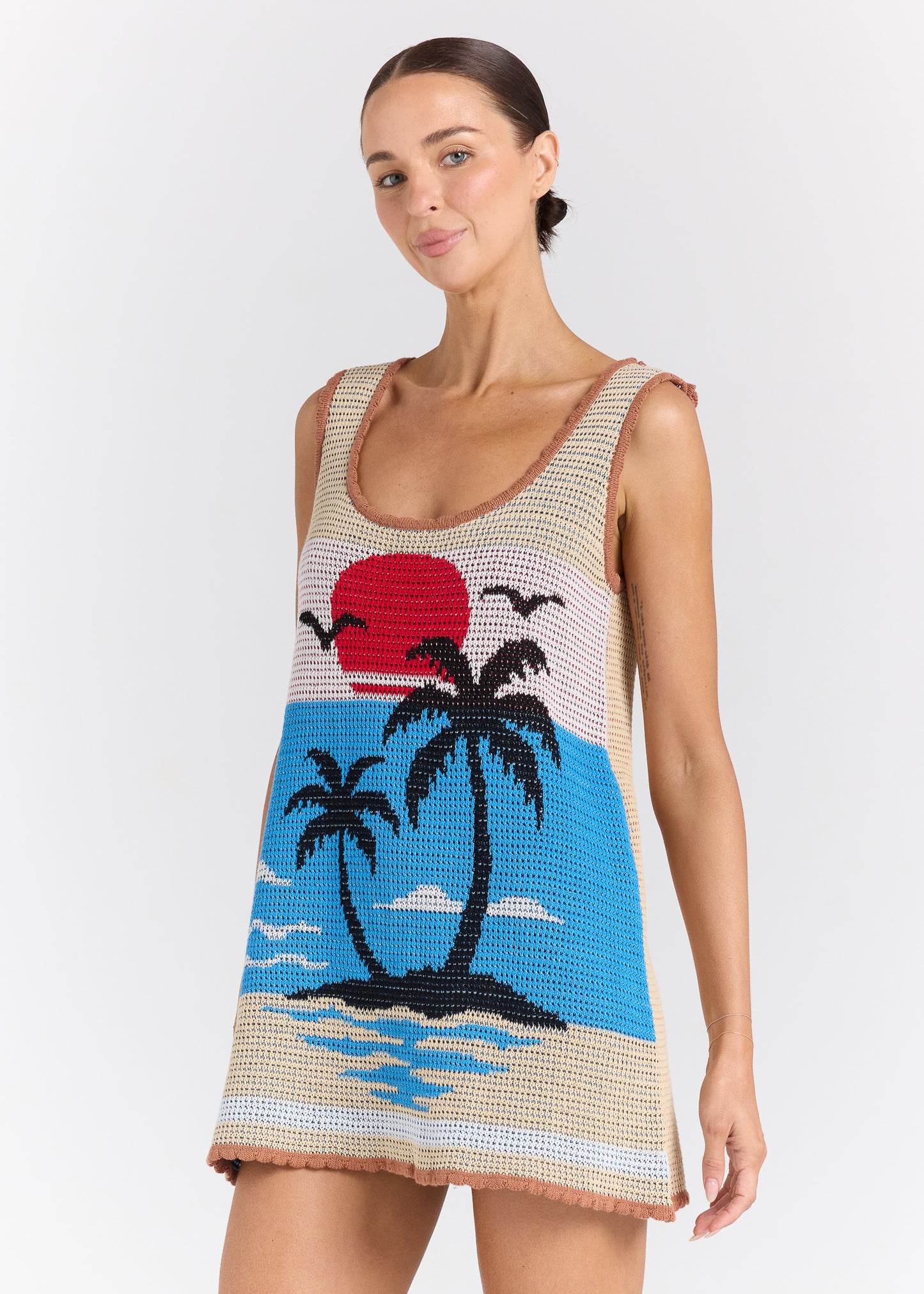 Palm Beach U Crochet Knit Dress - Sunset