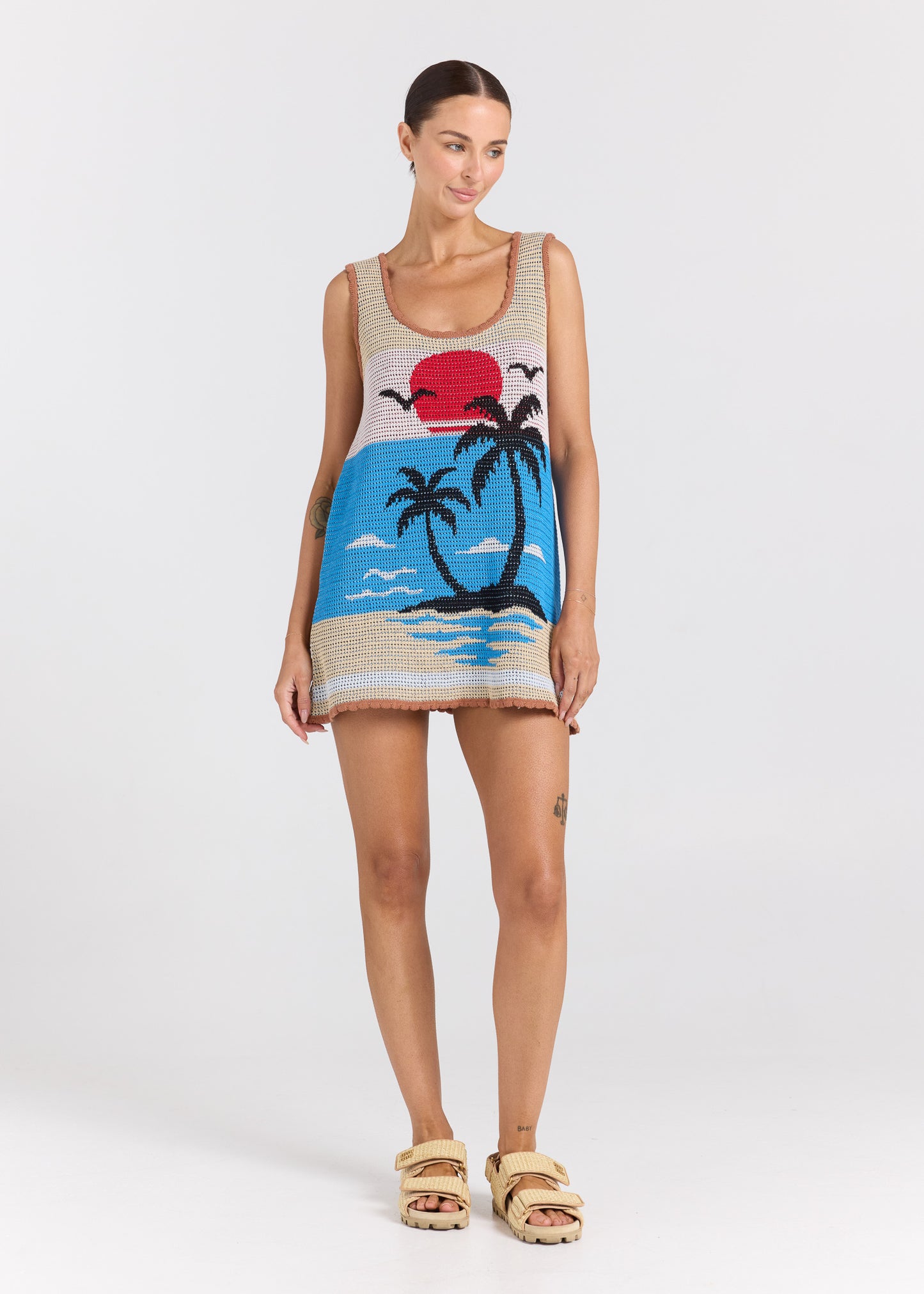 Palm Beach U Crochet Knit Dress - Sunset