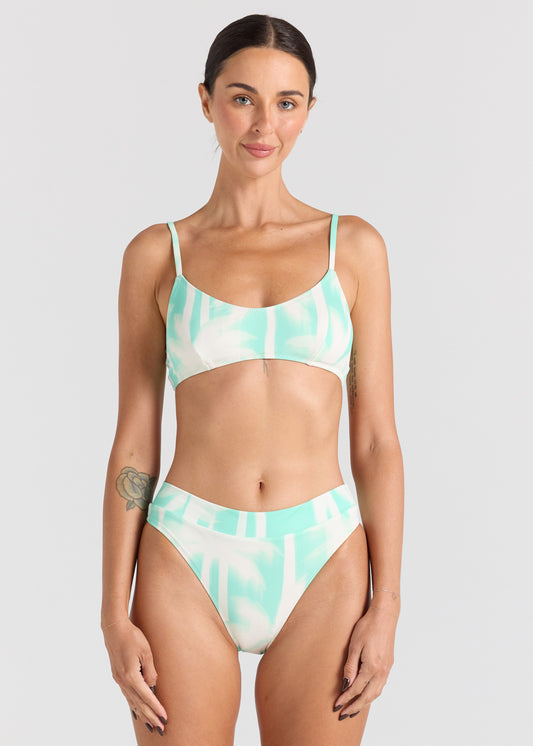 Palms High Cut Band Bikini Bottom - Mint