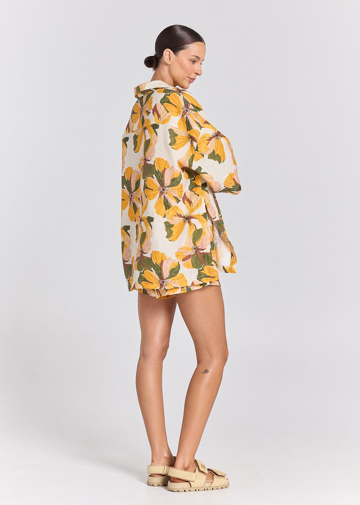 Tropics 100% Linen Resort Over Shirt - Marigold