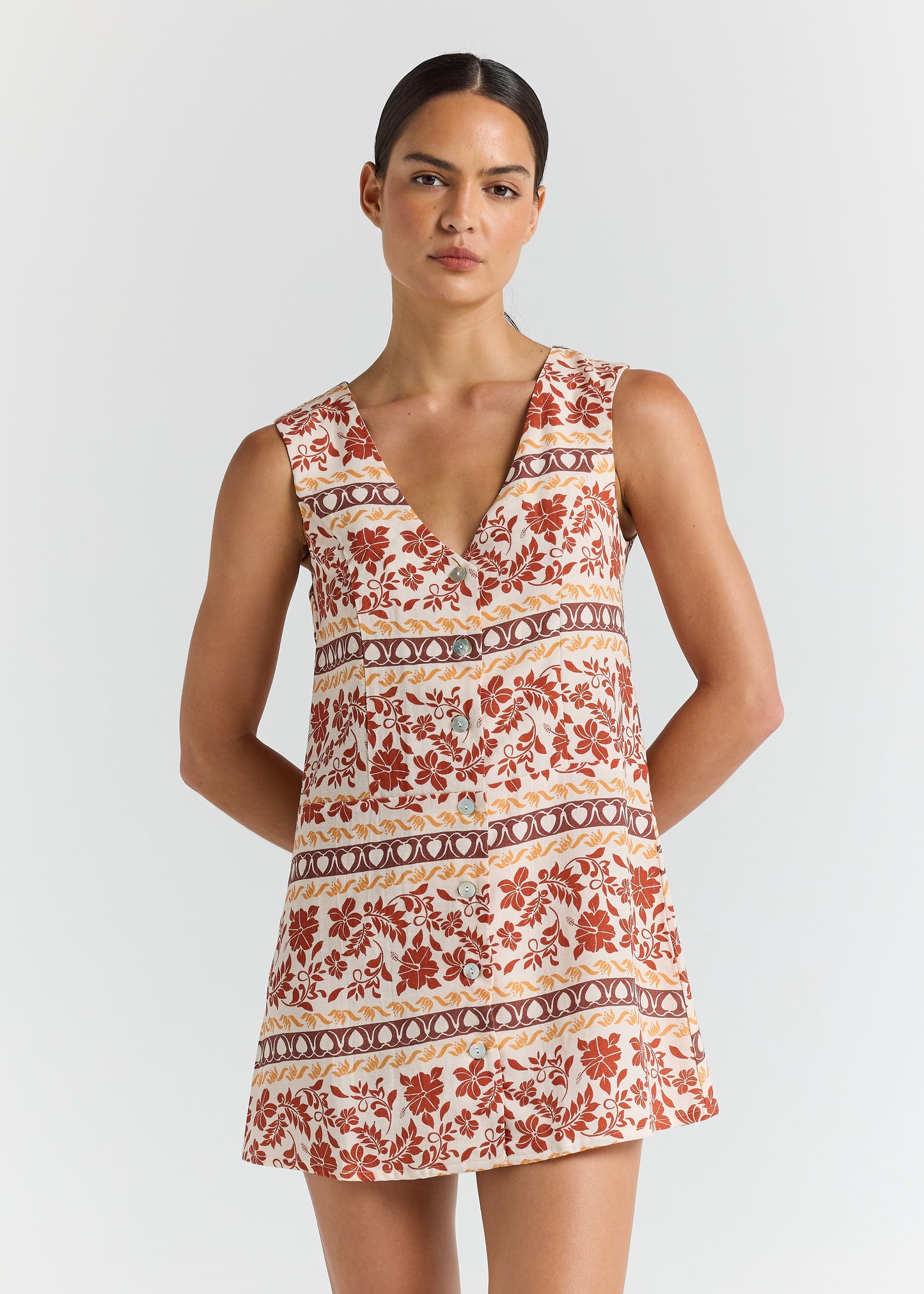 Samoa V Button Up Dress - Seashell