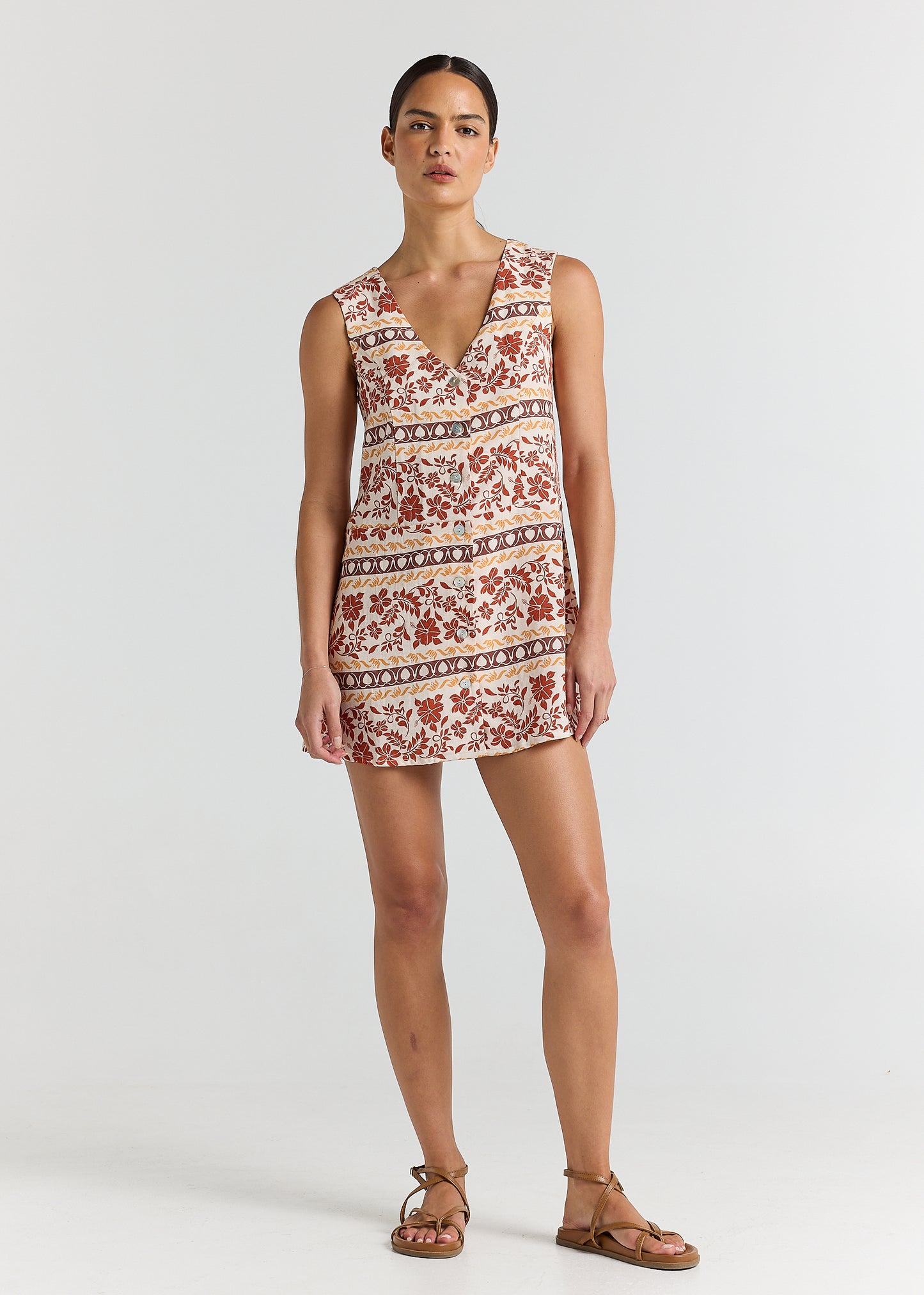 Samoa V Button Up Dress - Seashell