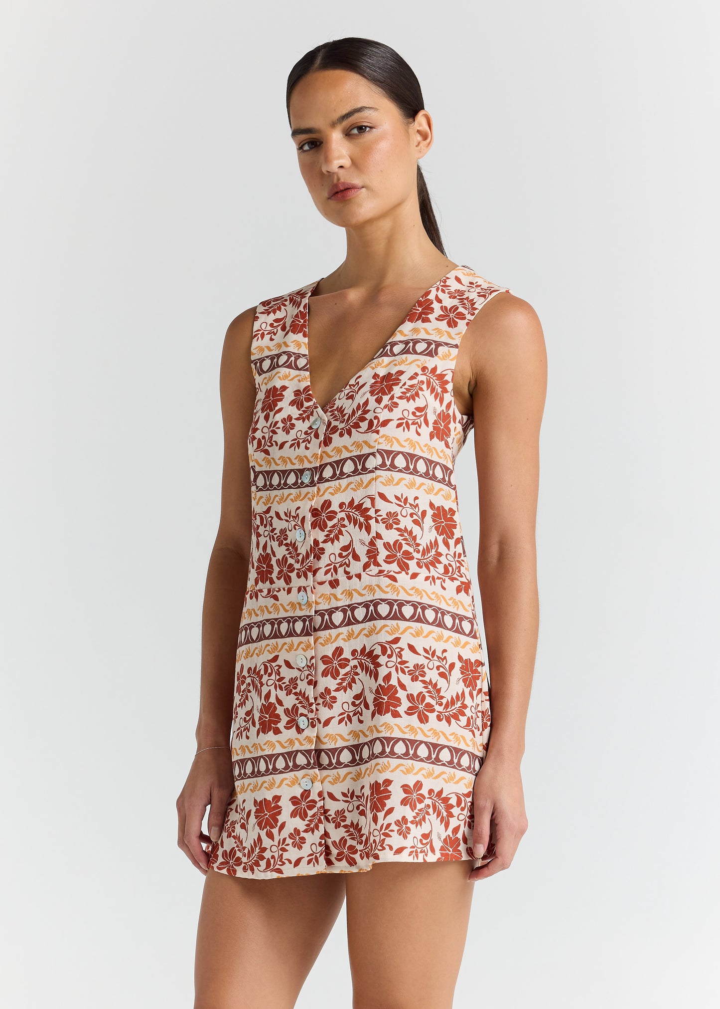 Samoa V Button Up Dress - Seashell